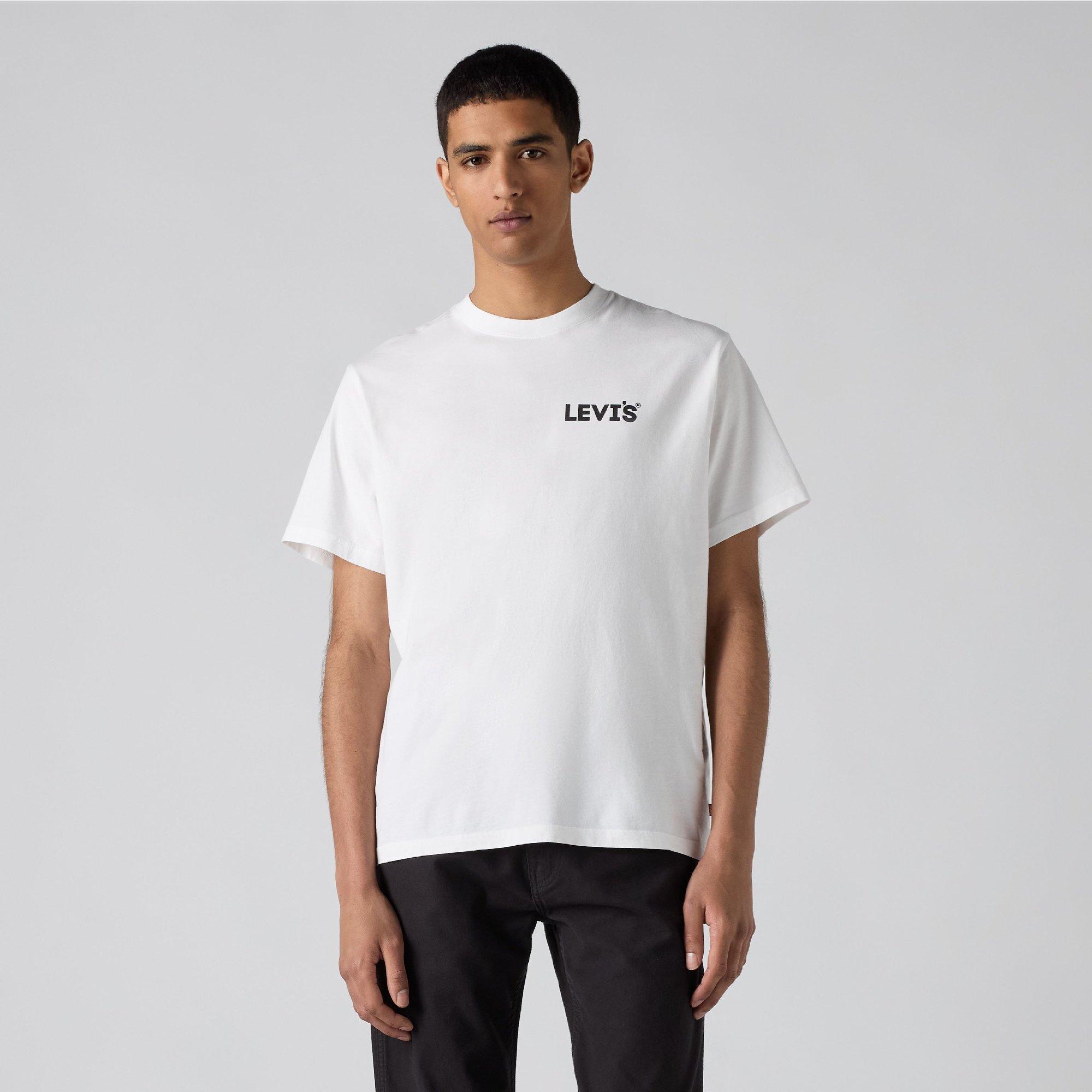 Logo White - Levis - Men's Headline Logo Cotton Short-Sleeve Oversized-Fit T-Shirt - 4