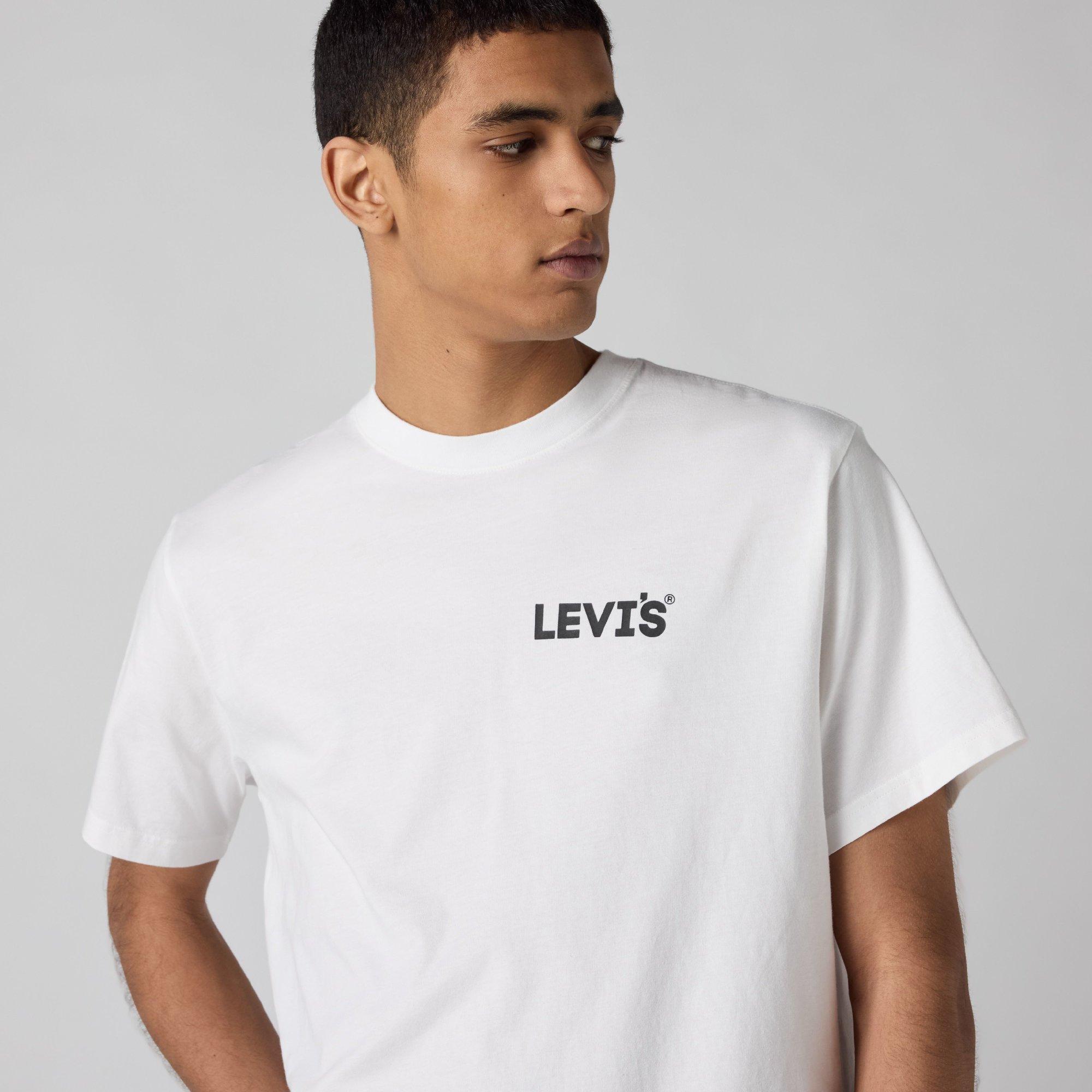 Logo White - Levis - Men's Headline Logo Cotton Short-Sleeve Oversized-Fit T-Shirt - 6