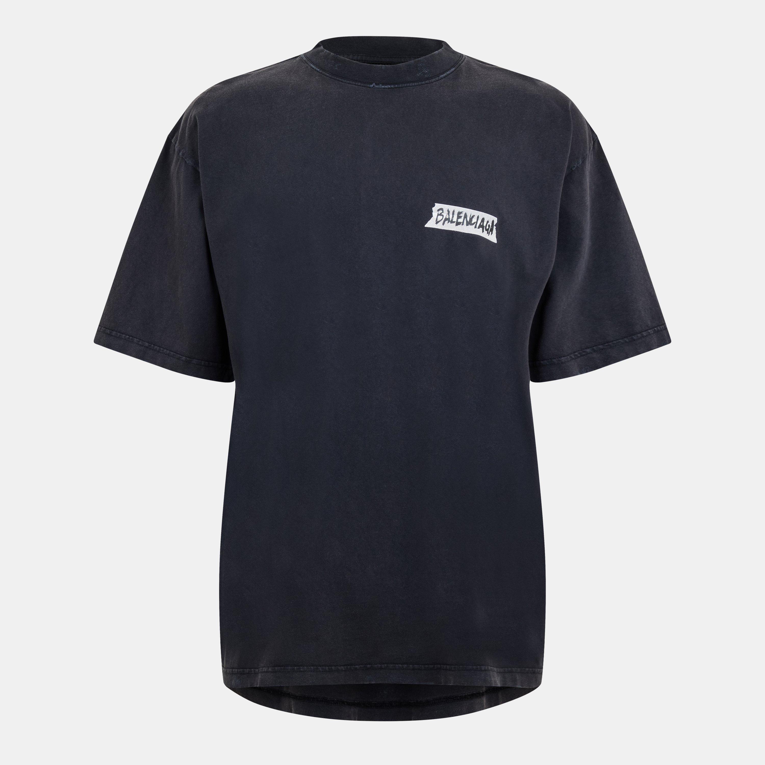 Balenciaga Men's Bal Medium T-Shirt - Dark Navy - S