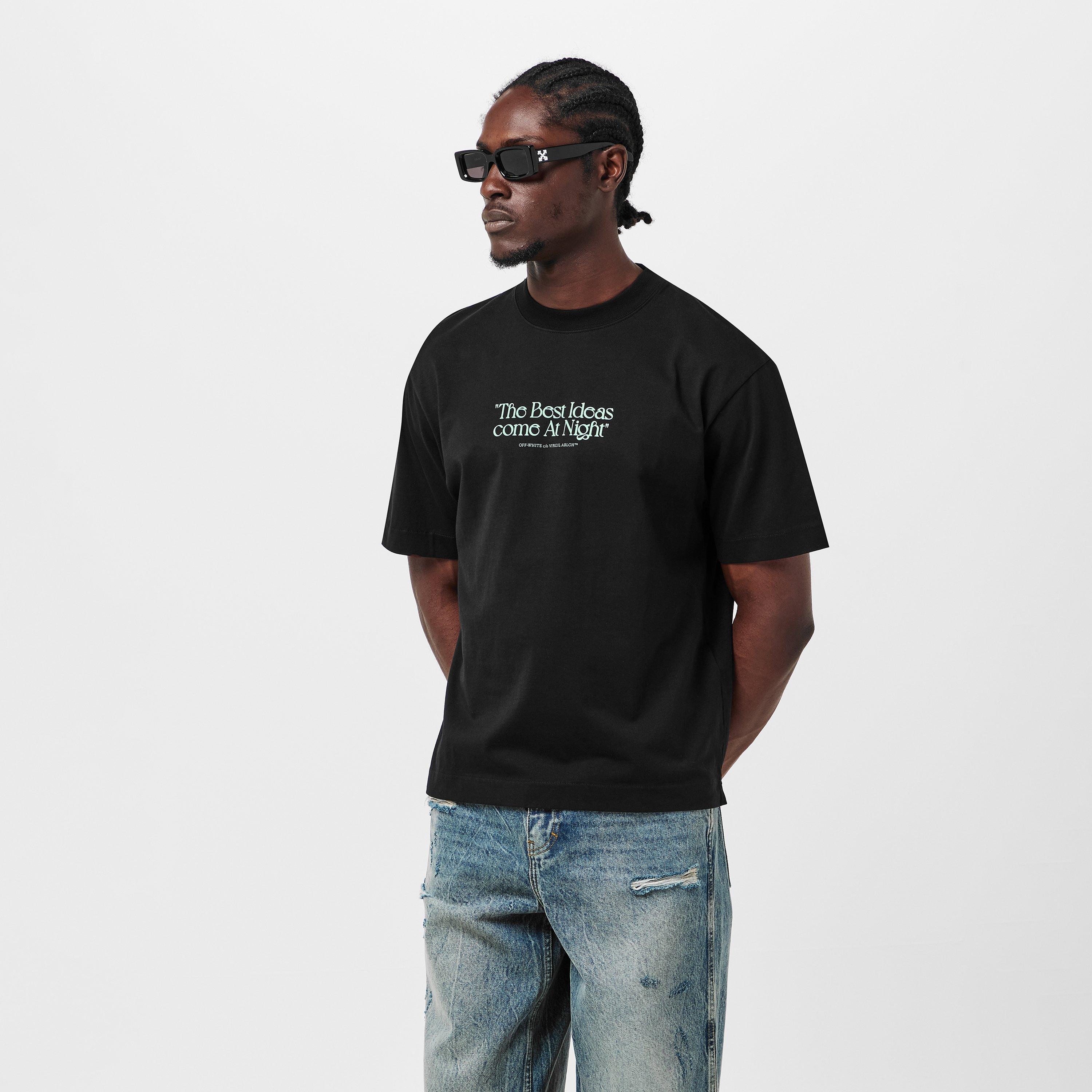 Sort/Grøn - Off White - Men's Best Ideas Contrasting Quote T-Shirt - 3