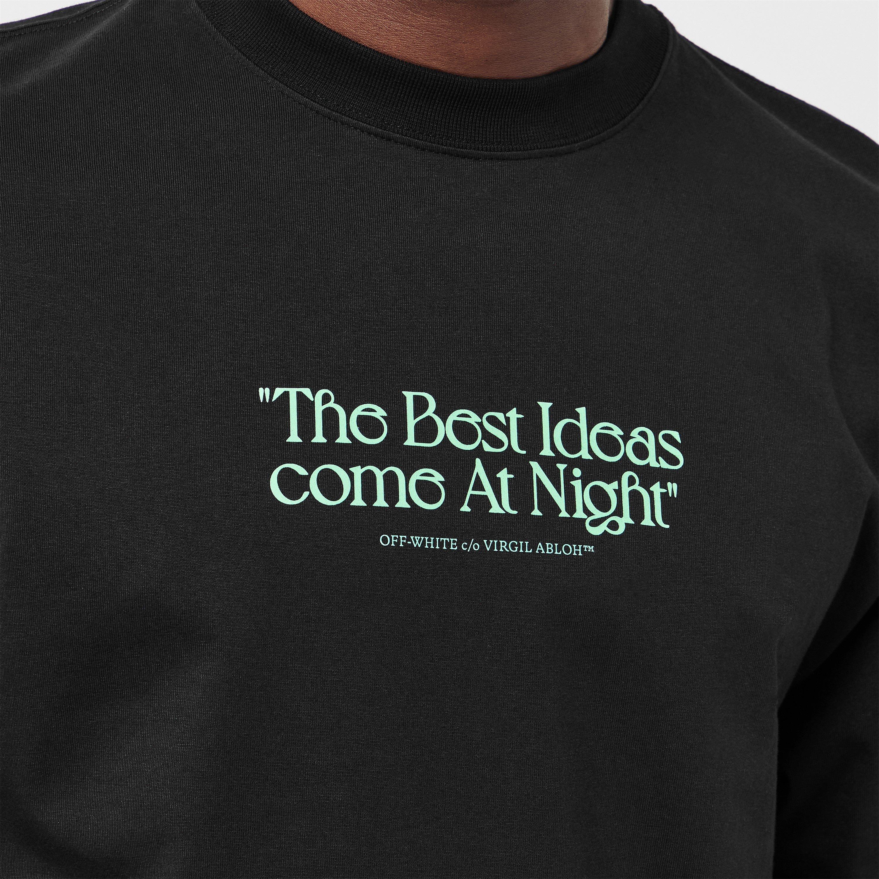 Sort/Grøn - Off White - Men's Best Ideas Contrasting Quote T-Shirt - 5