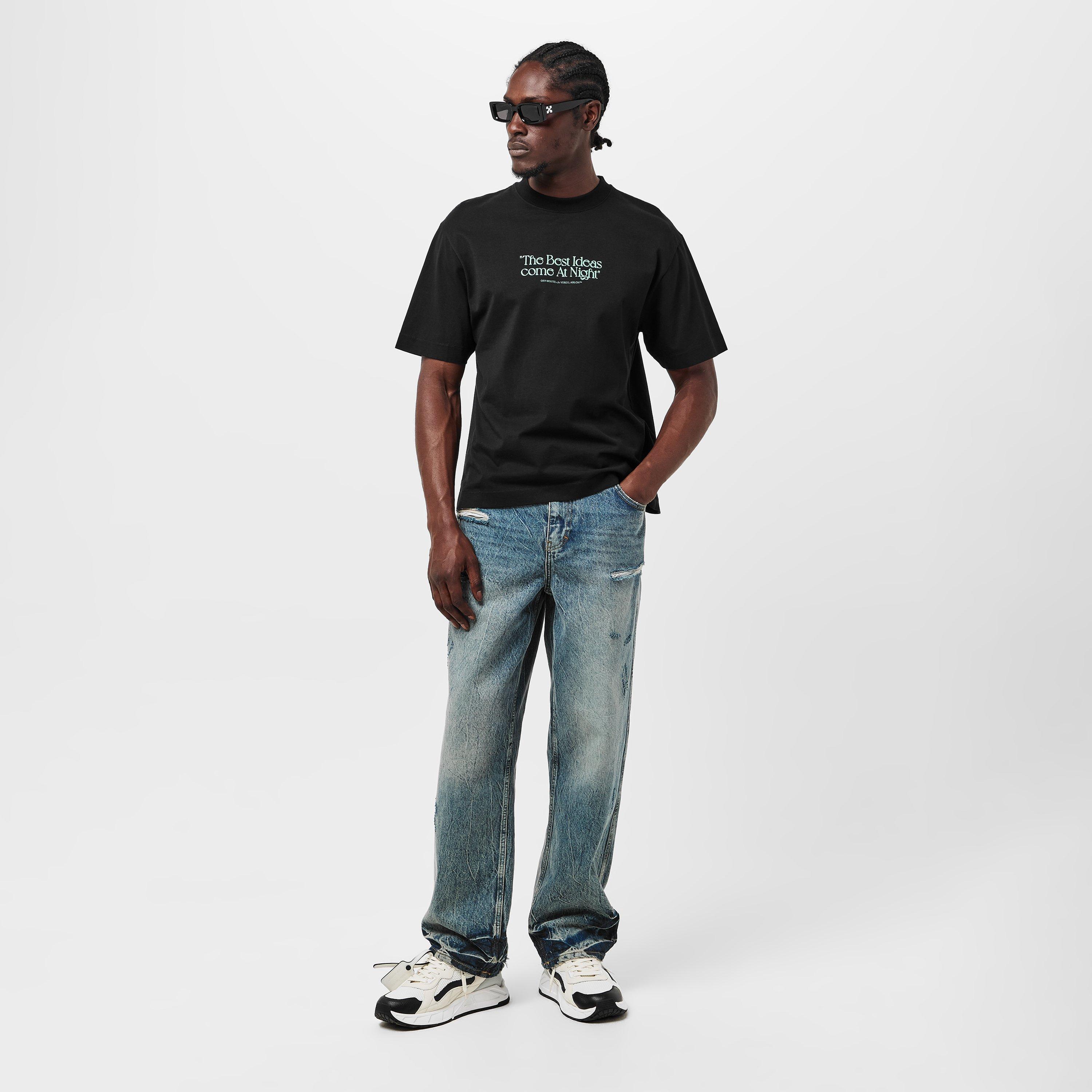 Sort/Grøn - Off White - Men's Best Ideas Contrasting Quote T-Shirt - 6