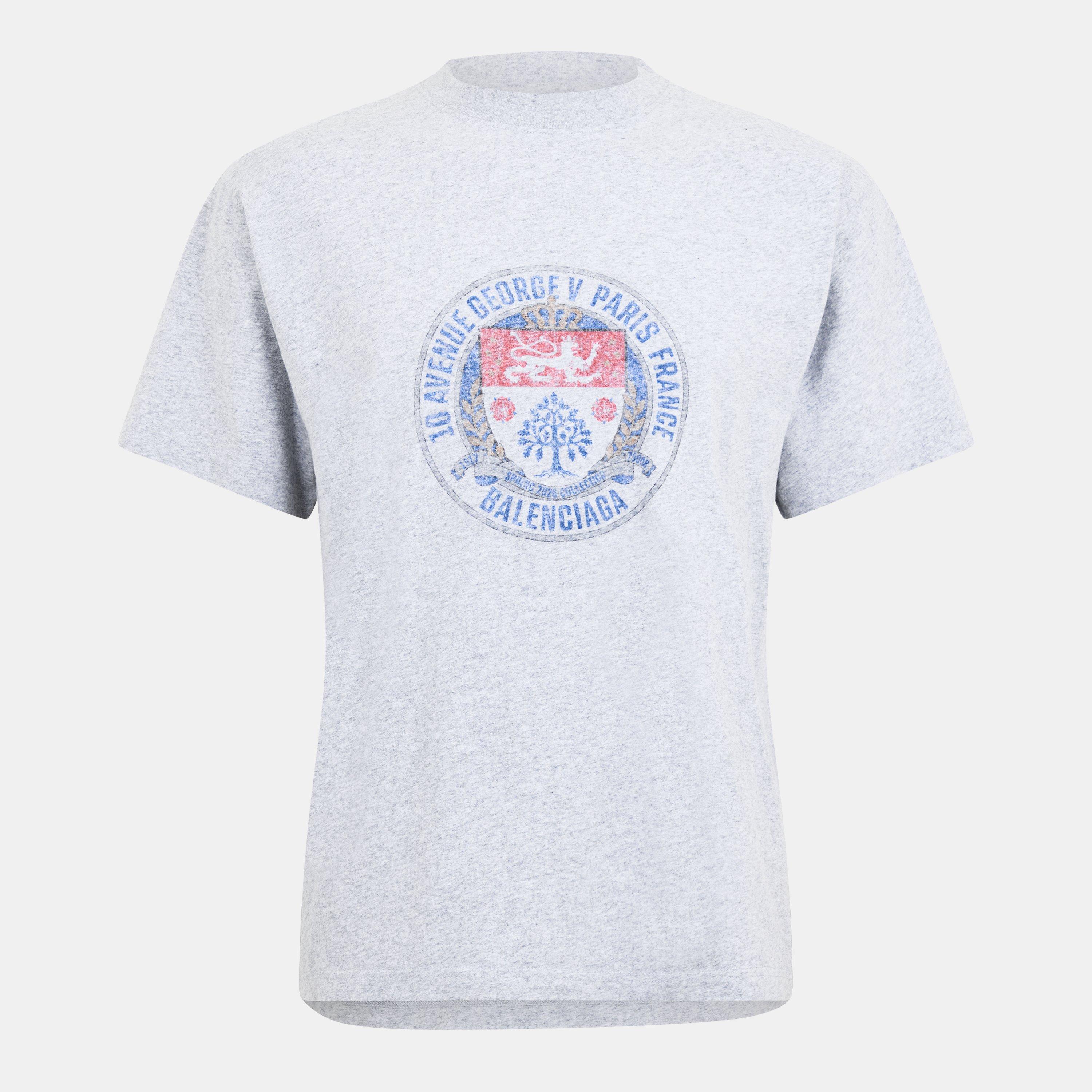 Balenciaga Men's Bal Standard T-Shirt - Light Hthr Grey - L