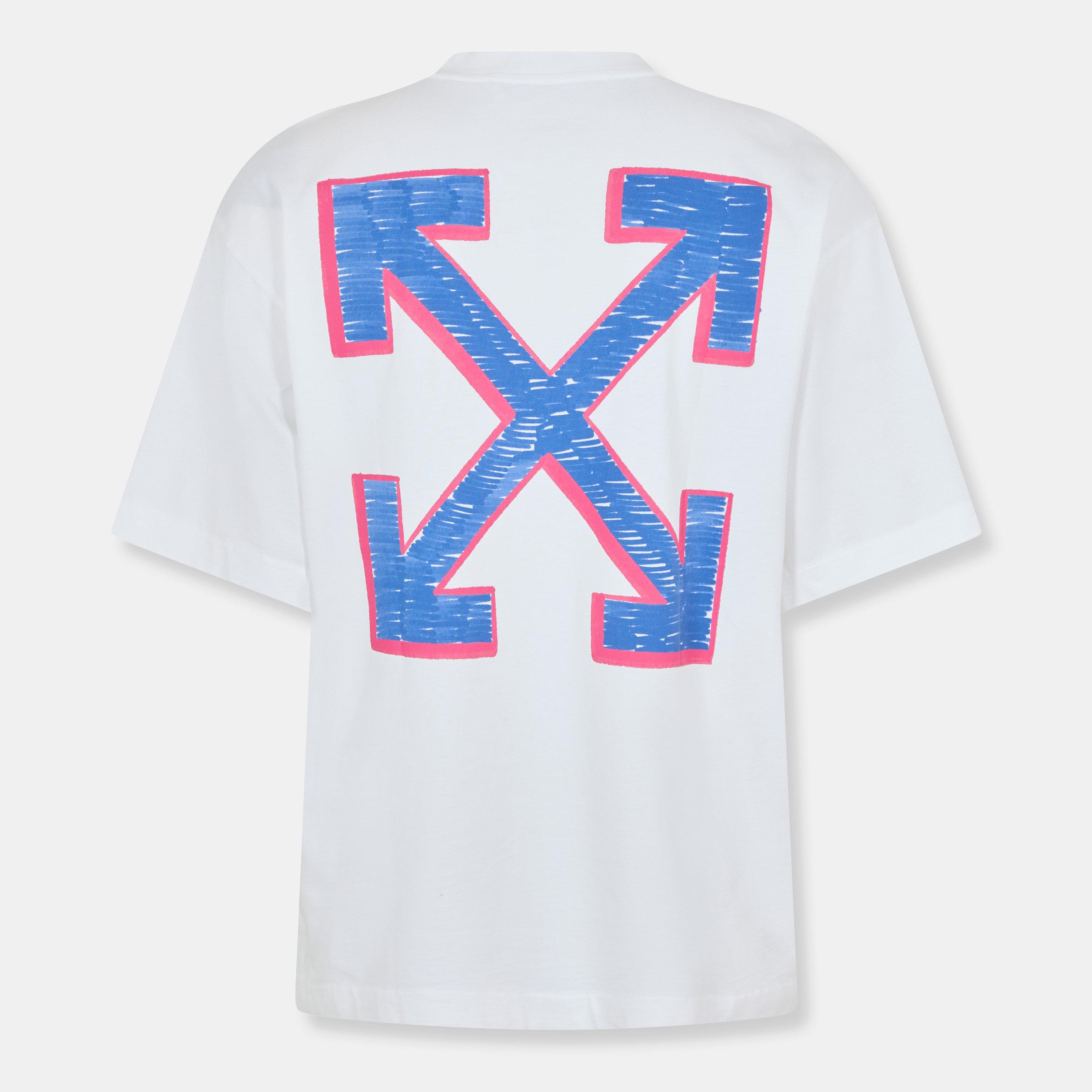 Blanc/Bleu - Off White - Men's Arrow Short-Sleeve T-Shirt, Iconic Motif - 2