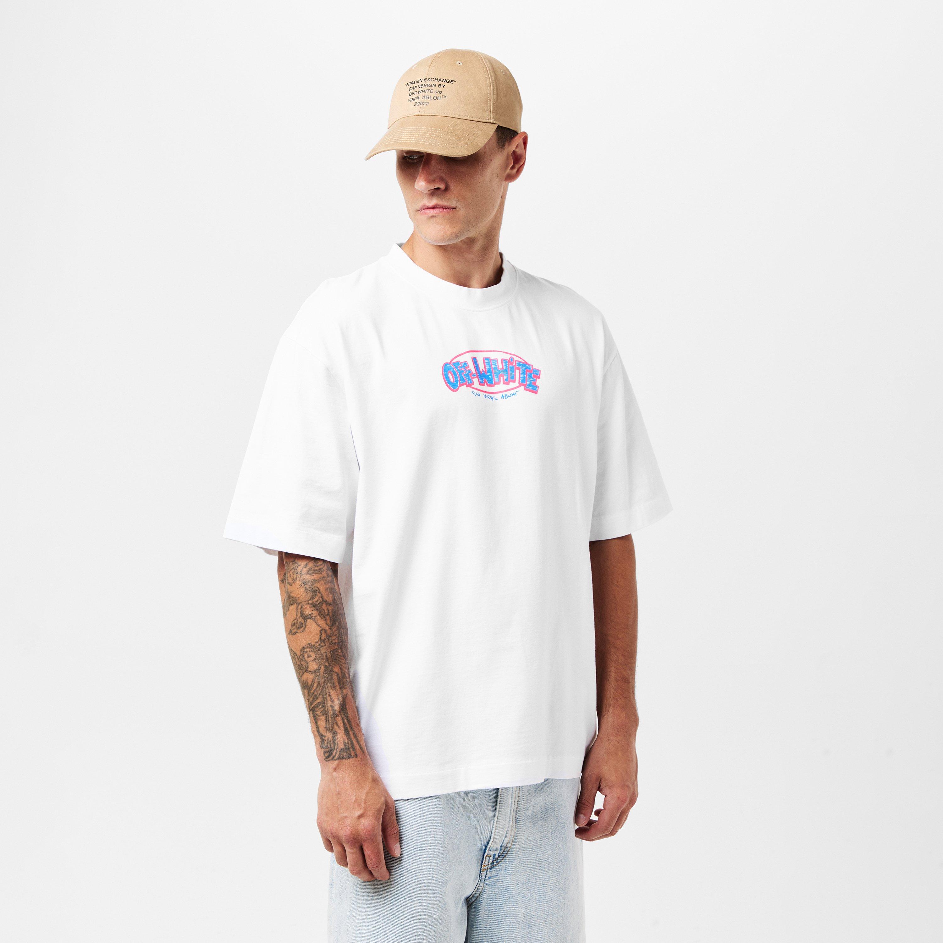 Blanc/Bleu - Off White - Men's Arrow Short-Sleeve T-Shirt, Iconic Motif - 3