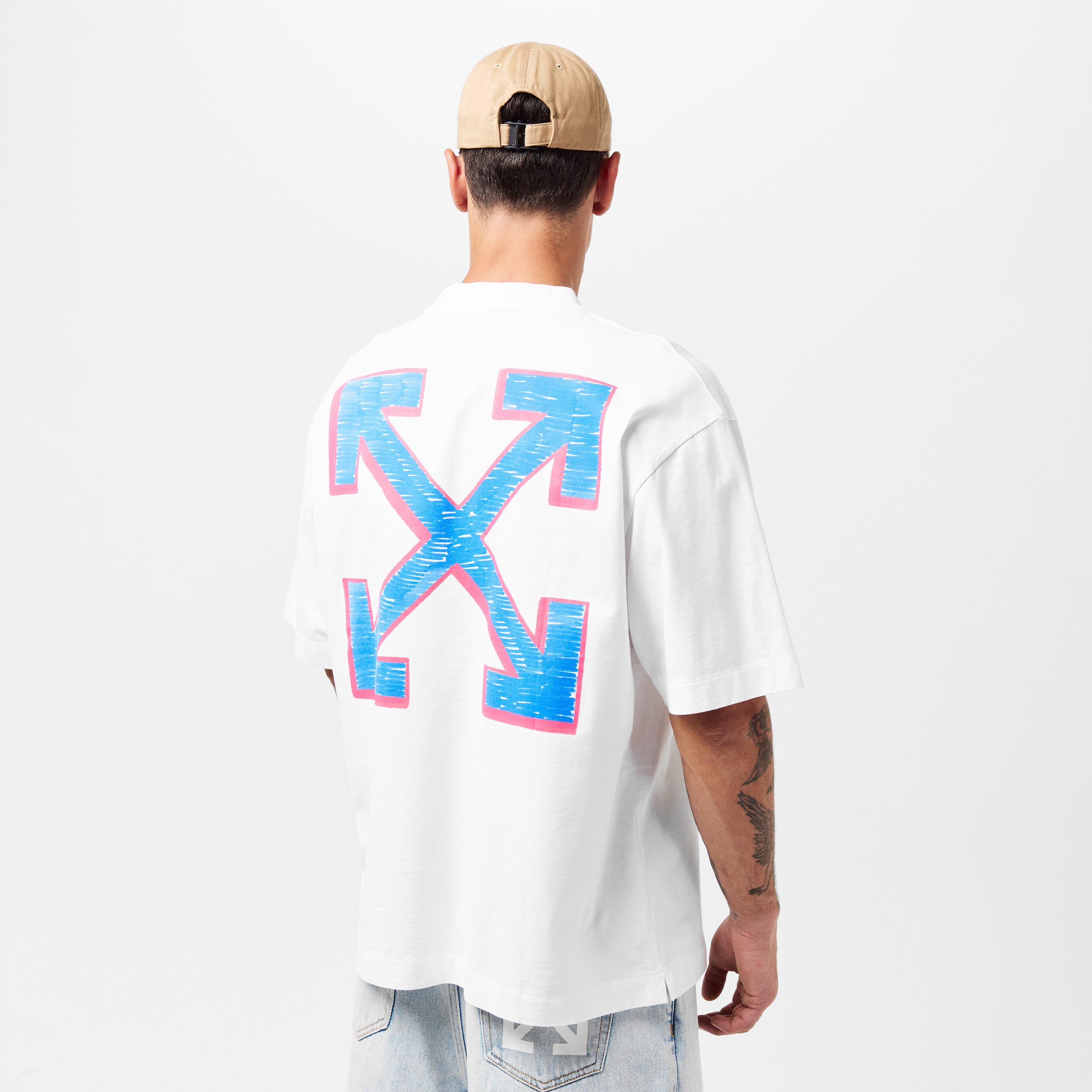 Blanc/Bleu - Off White - Men's Arrow Short-Sleeve T-Shirt, Iconic Motif - 4