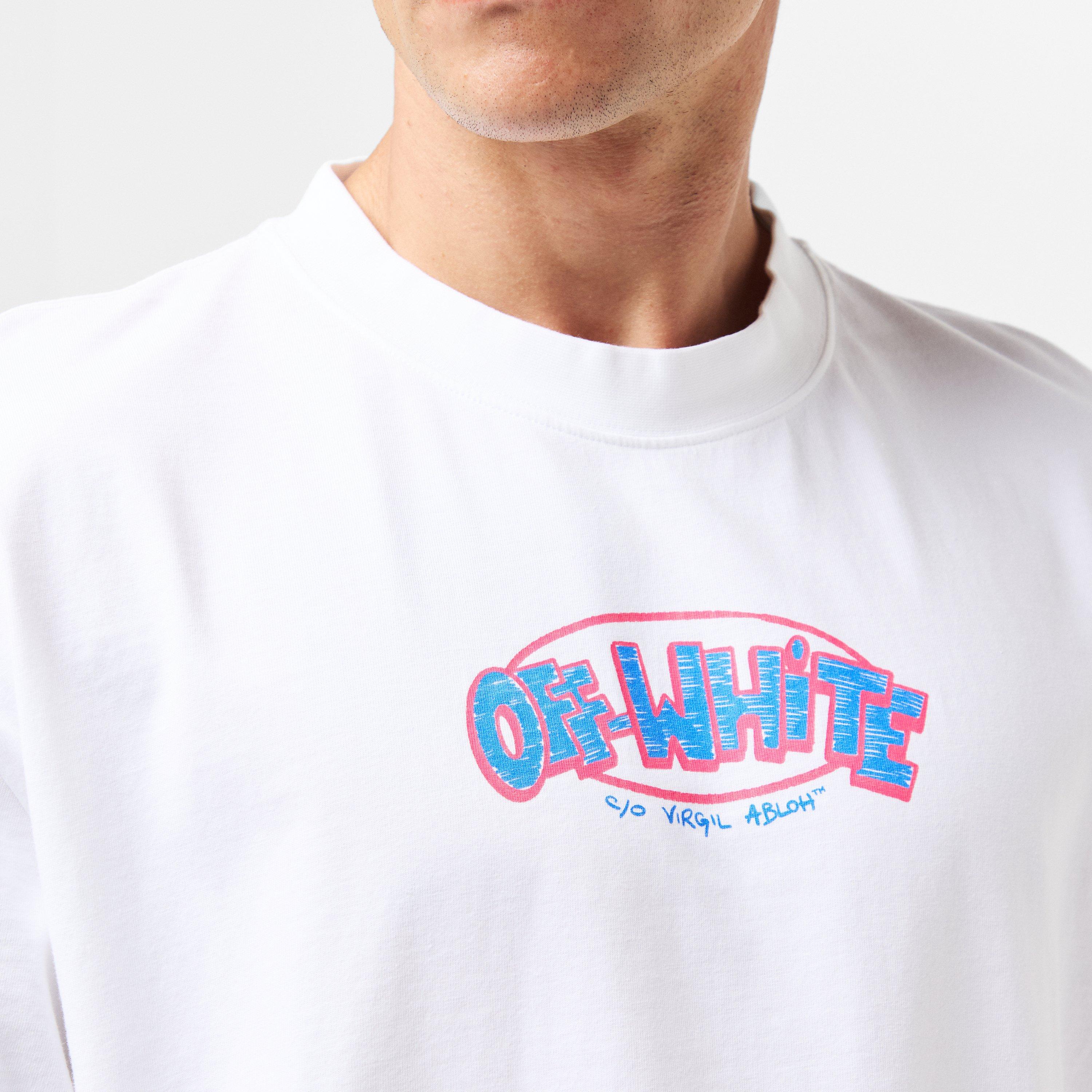 Blanc/Bleu - Off White - Men's Arrow Short-Sleeve T-Shirt, Iconic Motif - 5