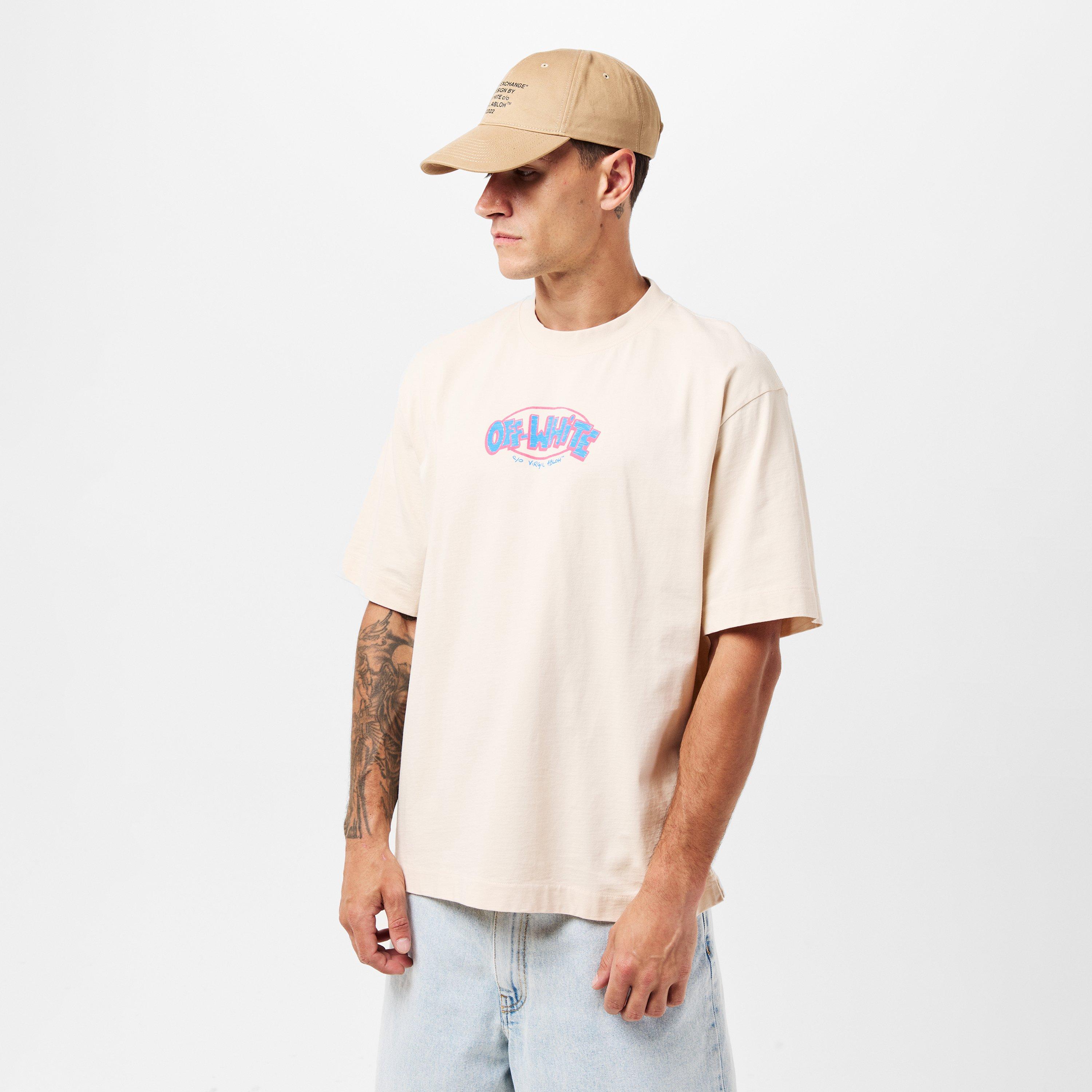 Beige/Blue - Off White - Men's Arrow Short-Sleeve T-Shirt, Iconic Motif - 4