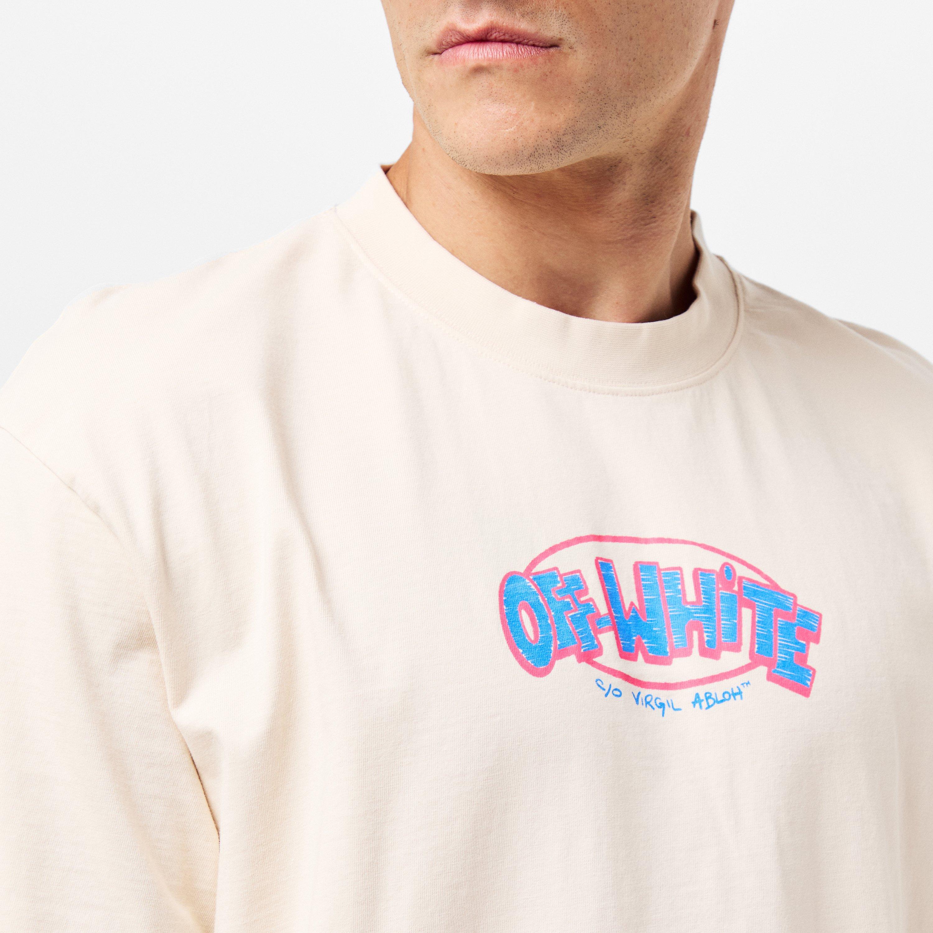 Beige/Blue - Off White - Men's Arrow Short-Sleeve T-Shirt, Iconic Motif - 5