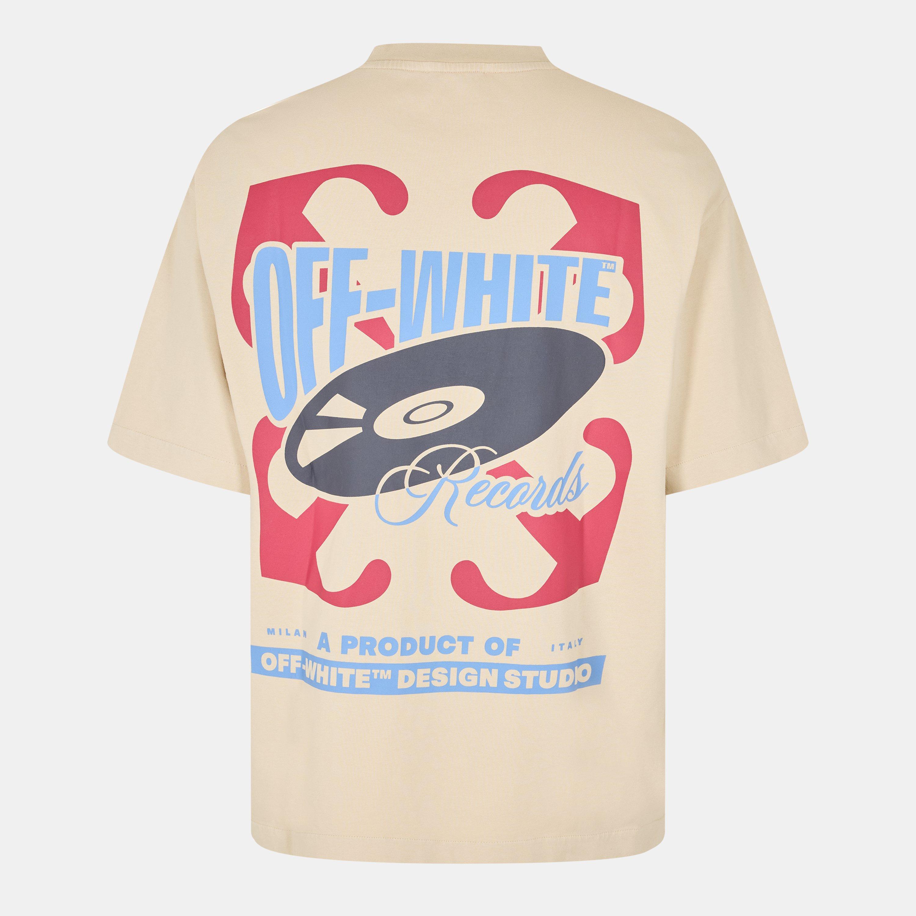 Beige/Rød - Off White - Men's Regular Fit T-Shirt - 2