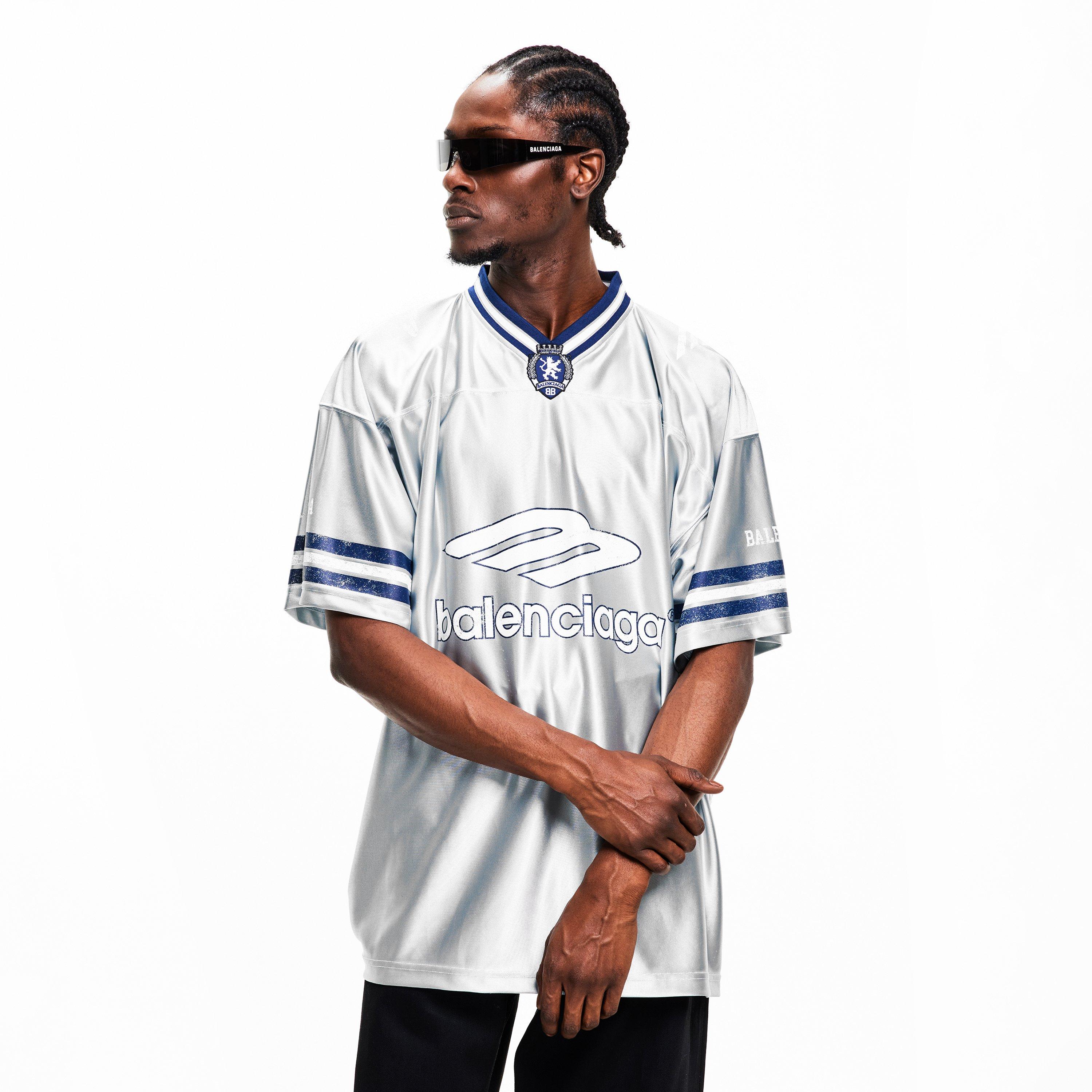 Grey/White - Balenciaga - Men's Bal V Neck Oversized T-Shirt - 3