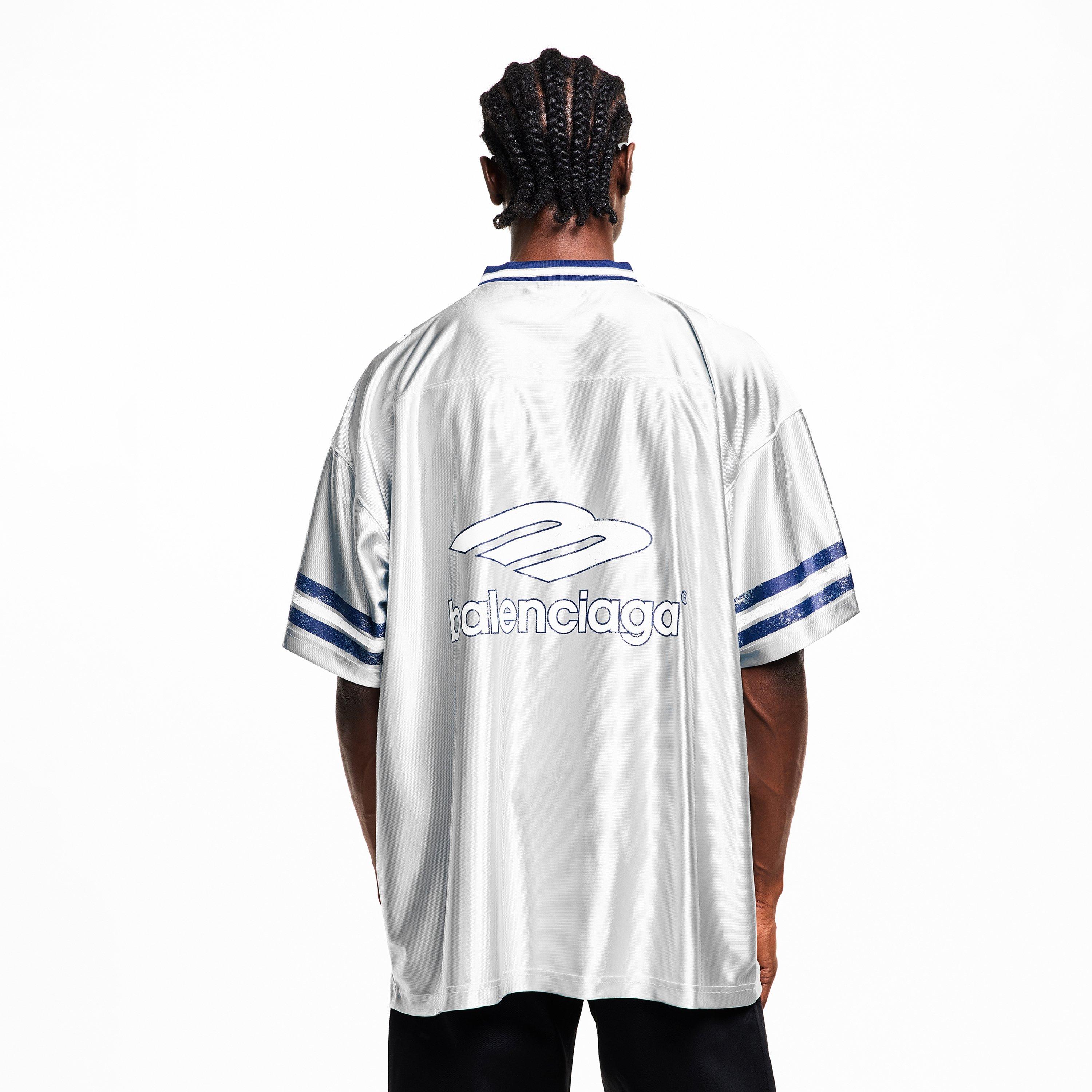 Grey/White - Balenciaga - Men's Bal V Neck Oversized T-Shirt - 4