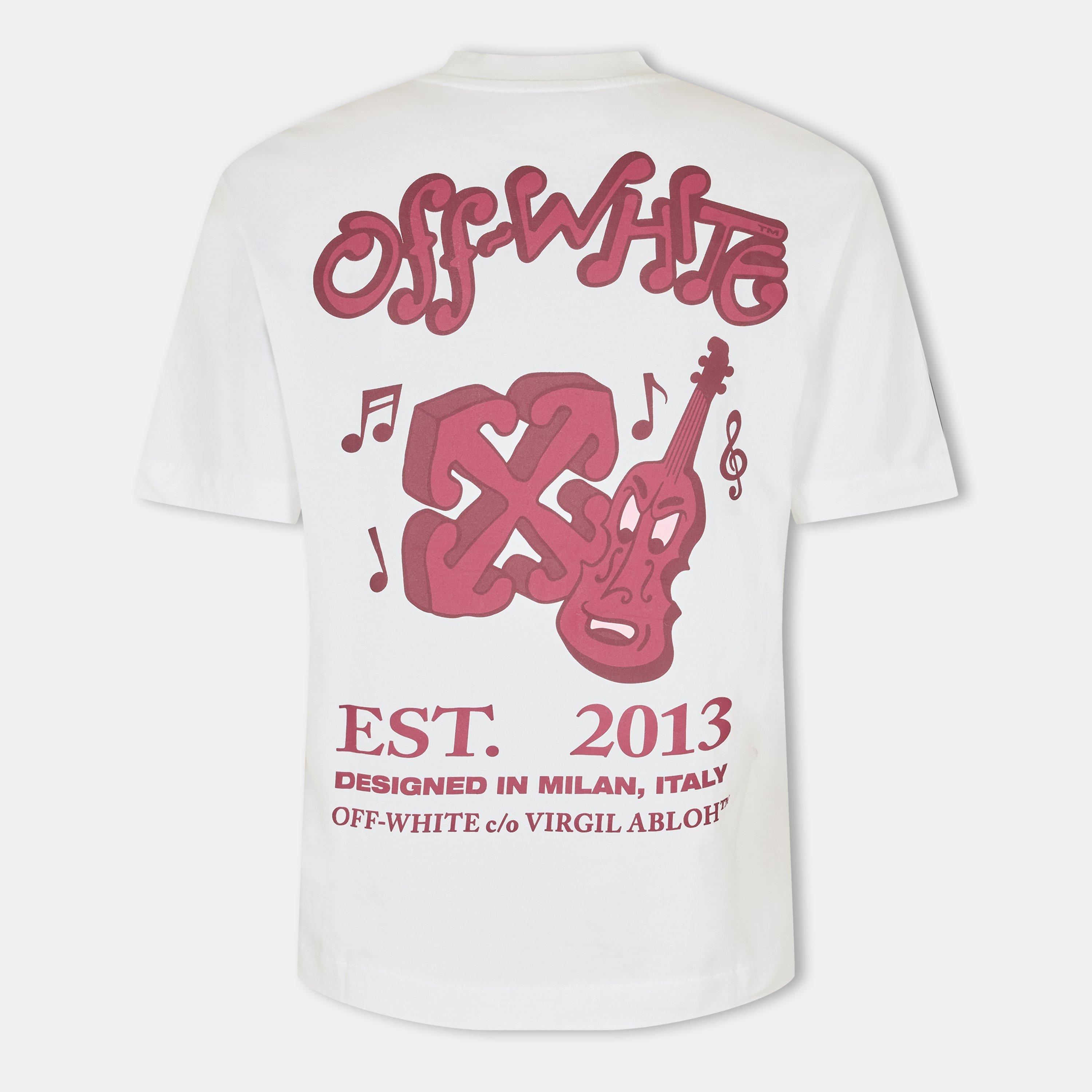 Hvid/Rød - Off White - Men's Regular Fit T-Shirt - 2