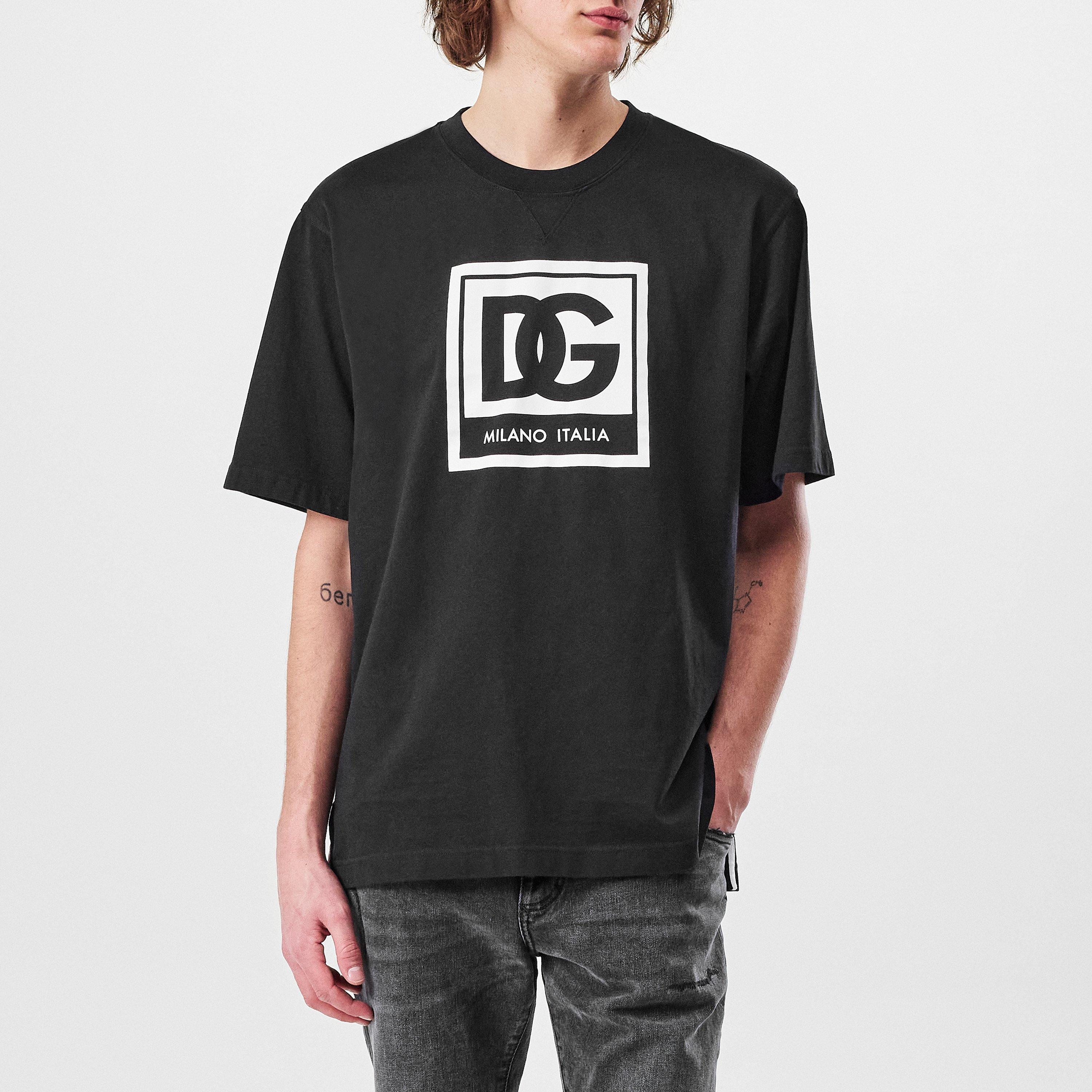 Black - Dolce and Gabbana - Men's Box Logo Regular Fit T-Shirt - 3