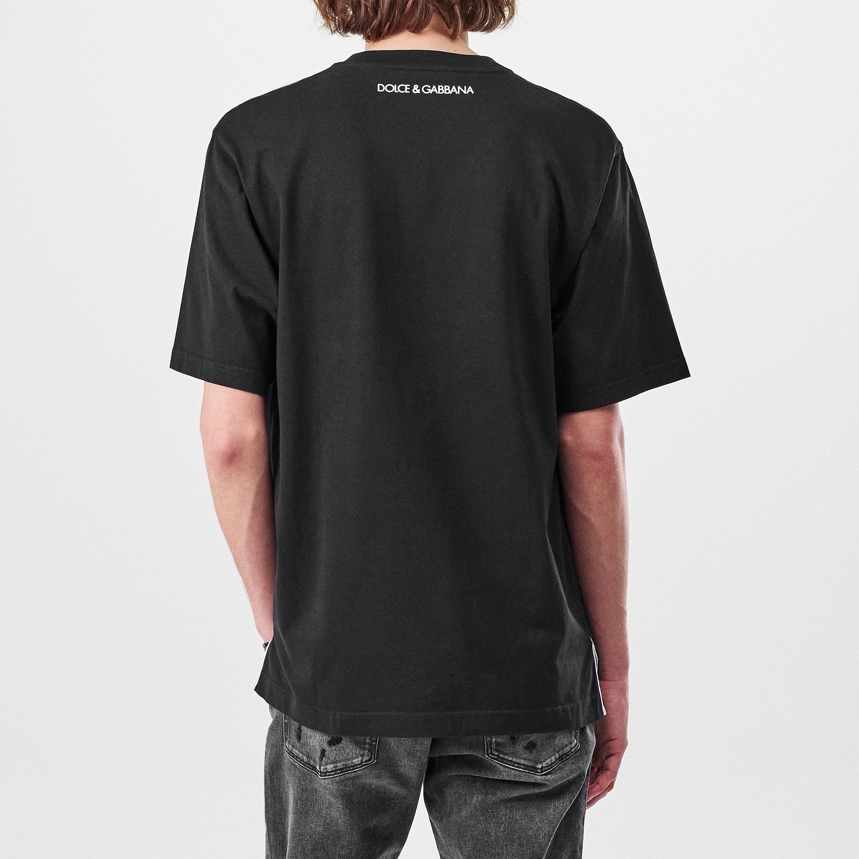 Black - Dolce and Gabbana - Men's Box Logo Regular Fit T-Shirt - 4