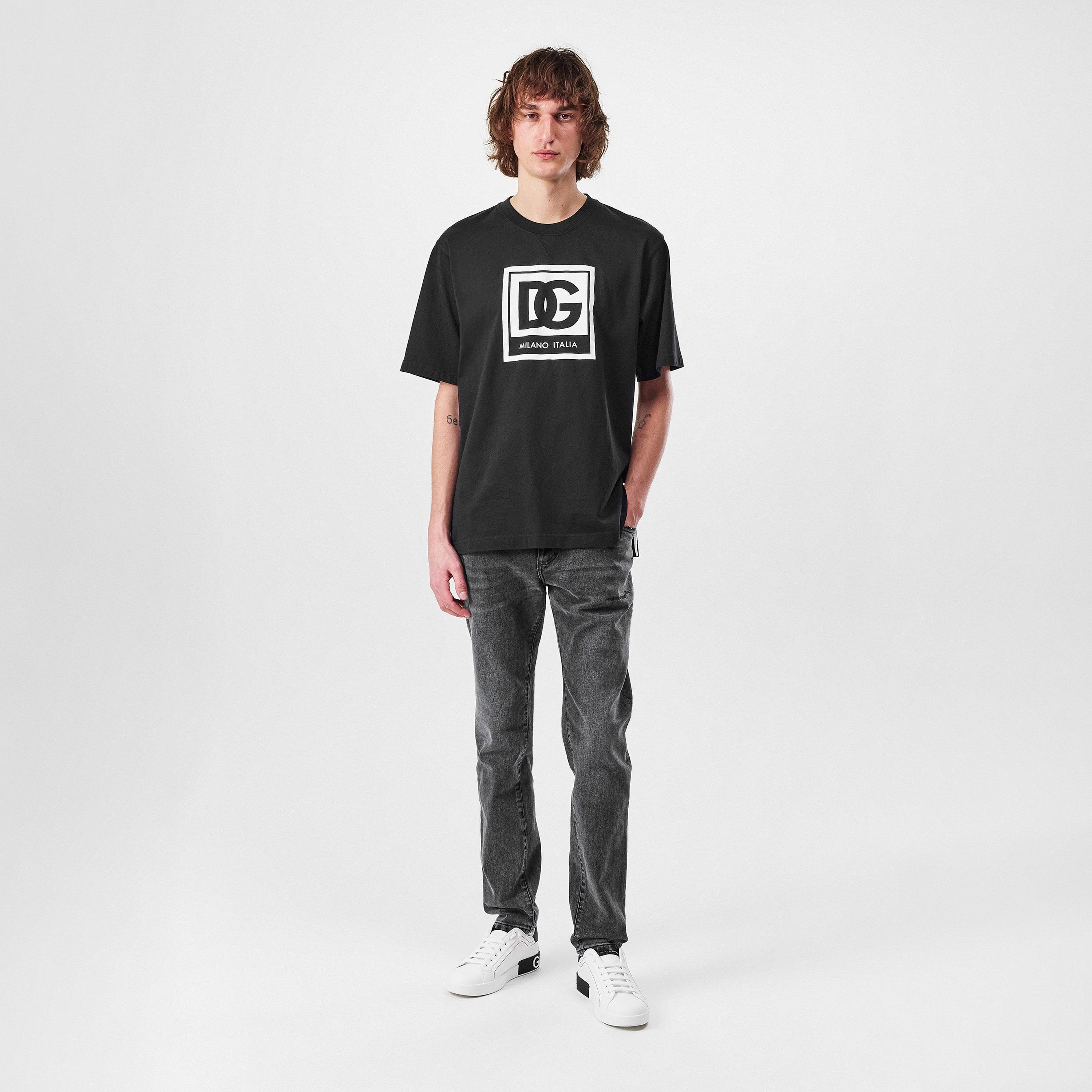 Black - Dolce and Gabbana - Men's Box Logo Regular Fit T-Shirt - 5