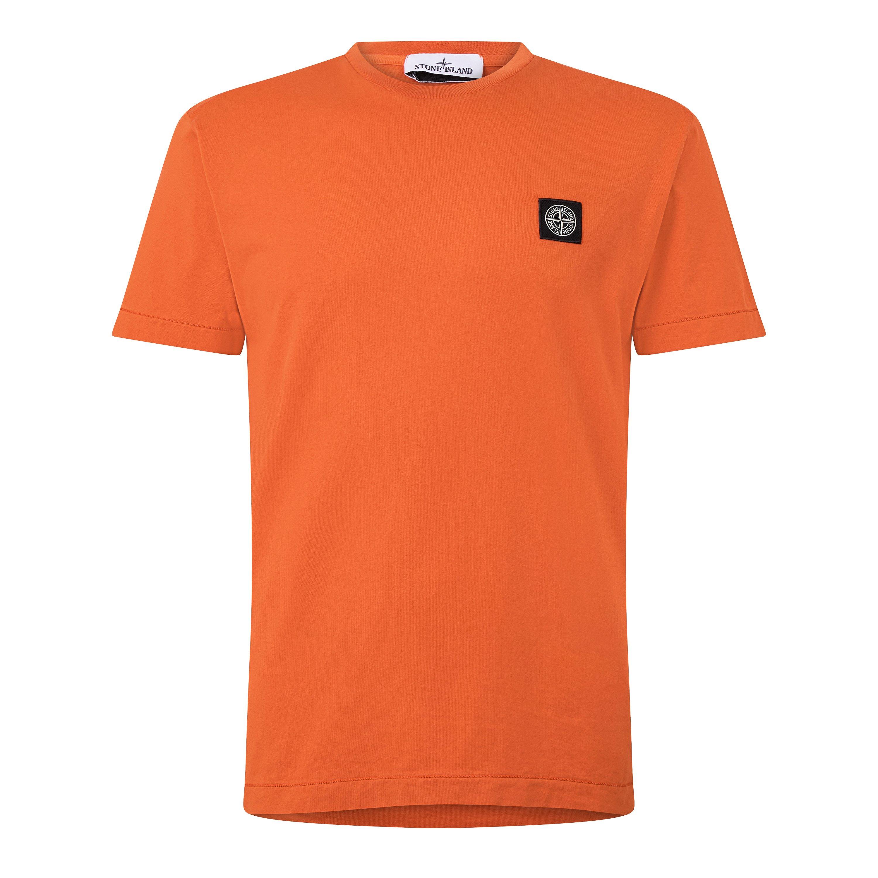 Stone Island Men's Cotton Compass Logo Patch T-Shirt - B Orange V003B - L