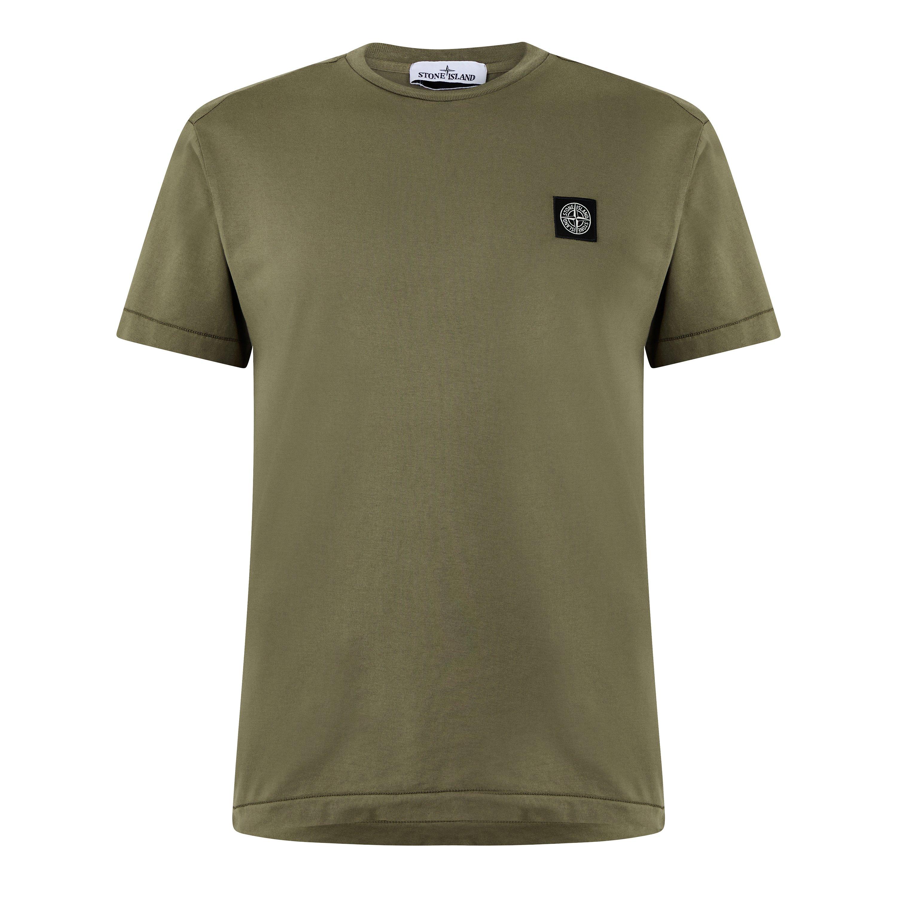 Stone Island Men's Cotton Compass Logo Patch T-Shirt - Mil Green V005G - Size 2XL