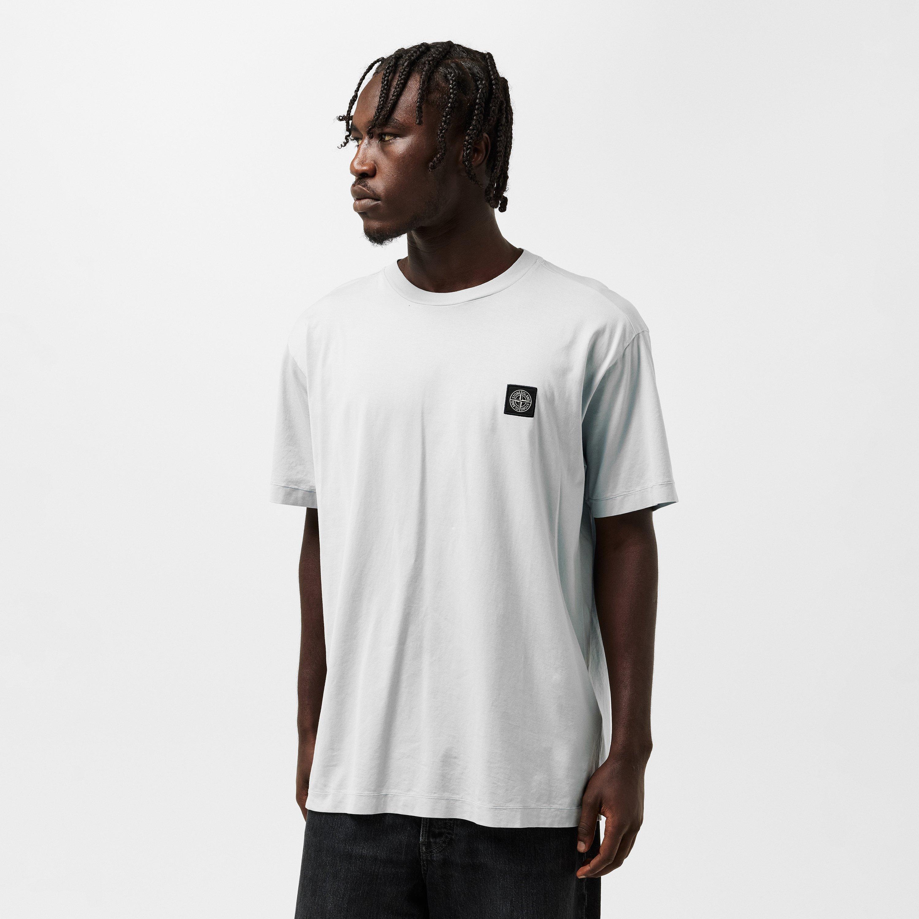 Sky Blue V0041 - Stone Island - Men's Cotton Compass Logo Patch T-Shirt - 3