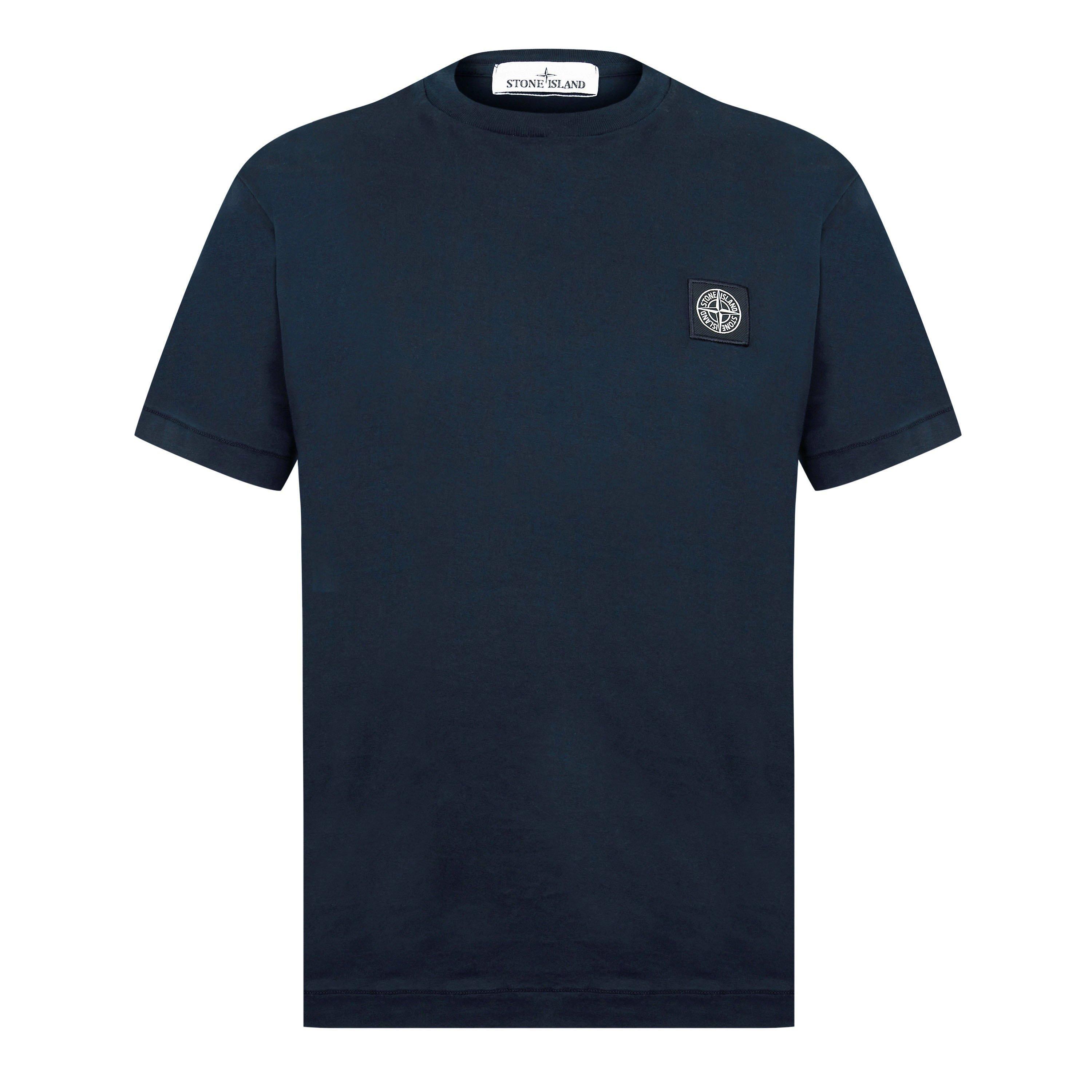 Blue V0020 - Stone Island - Men's Cotton Compass Logo Patch T-Shirt - 7