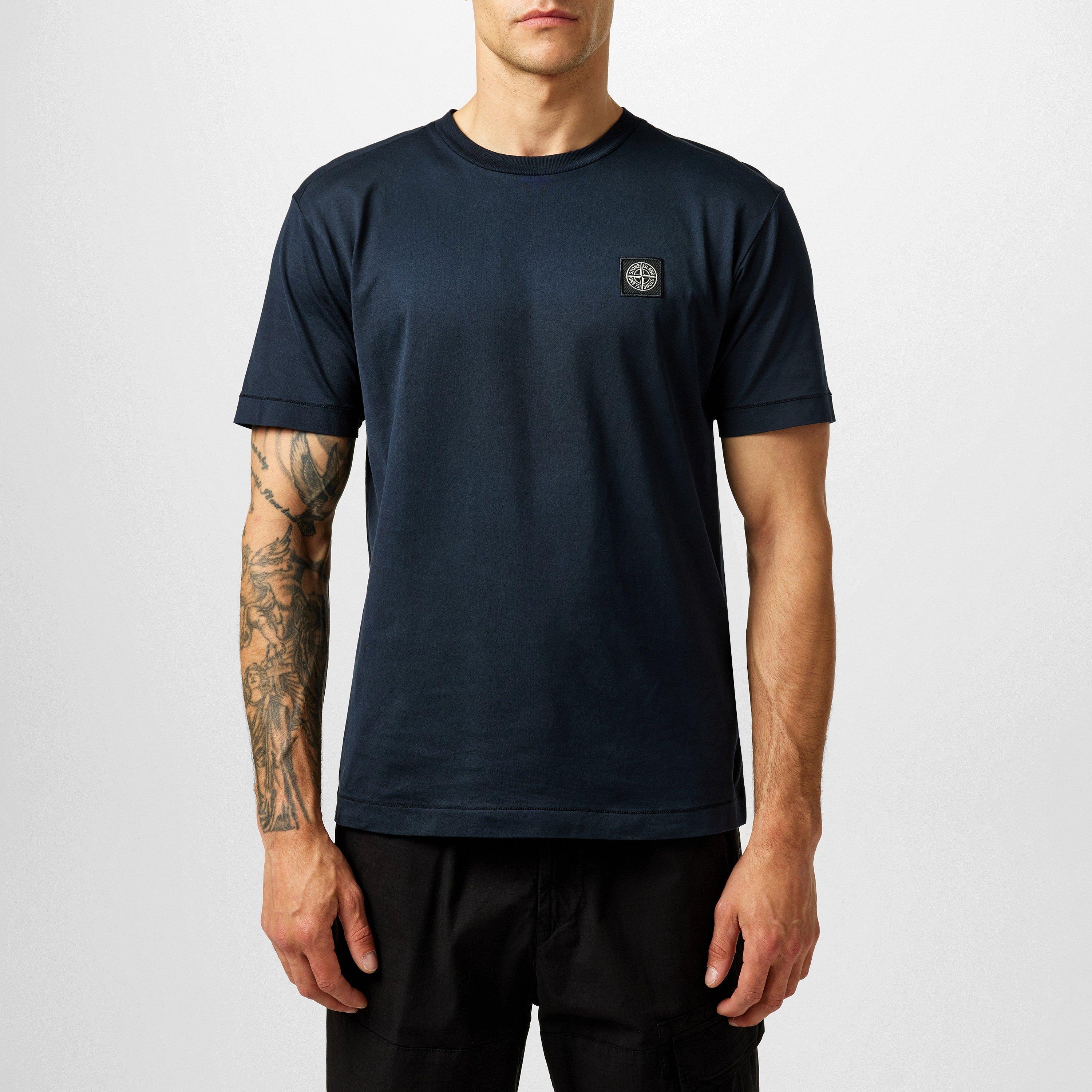Blue V0020 - Stone Island - Men's Cotton Compass Logo Patch T-Shirt - 3