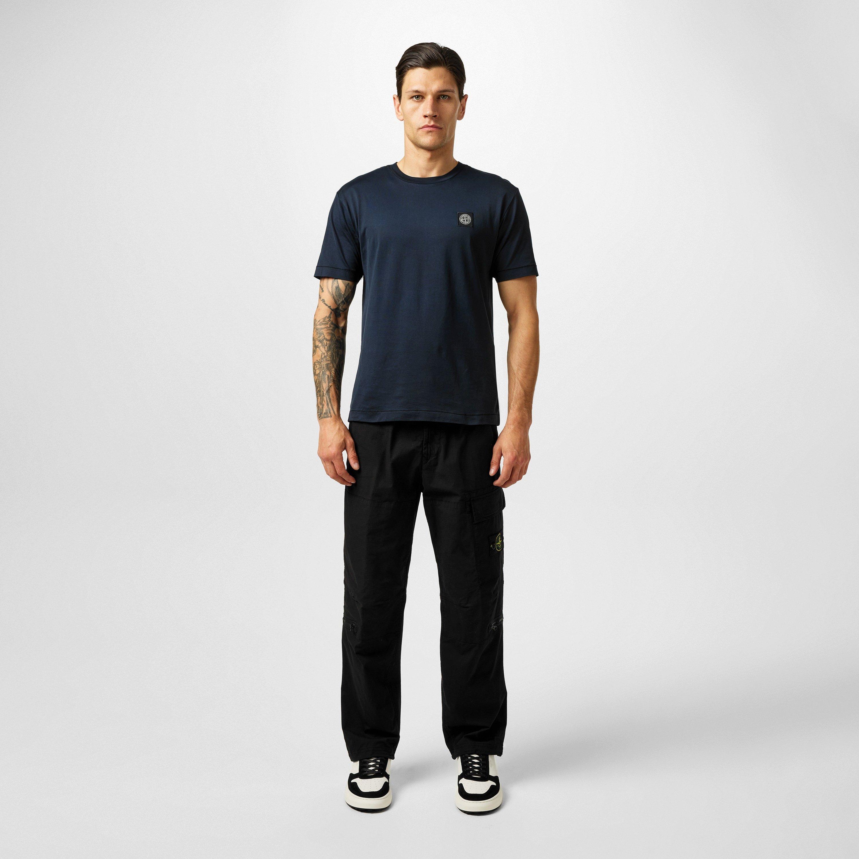 Blue V0020 - Stone Island - Men's Cotton Compass Logo Patch T-Shirt - 6