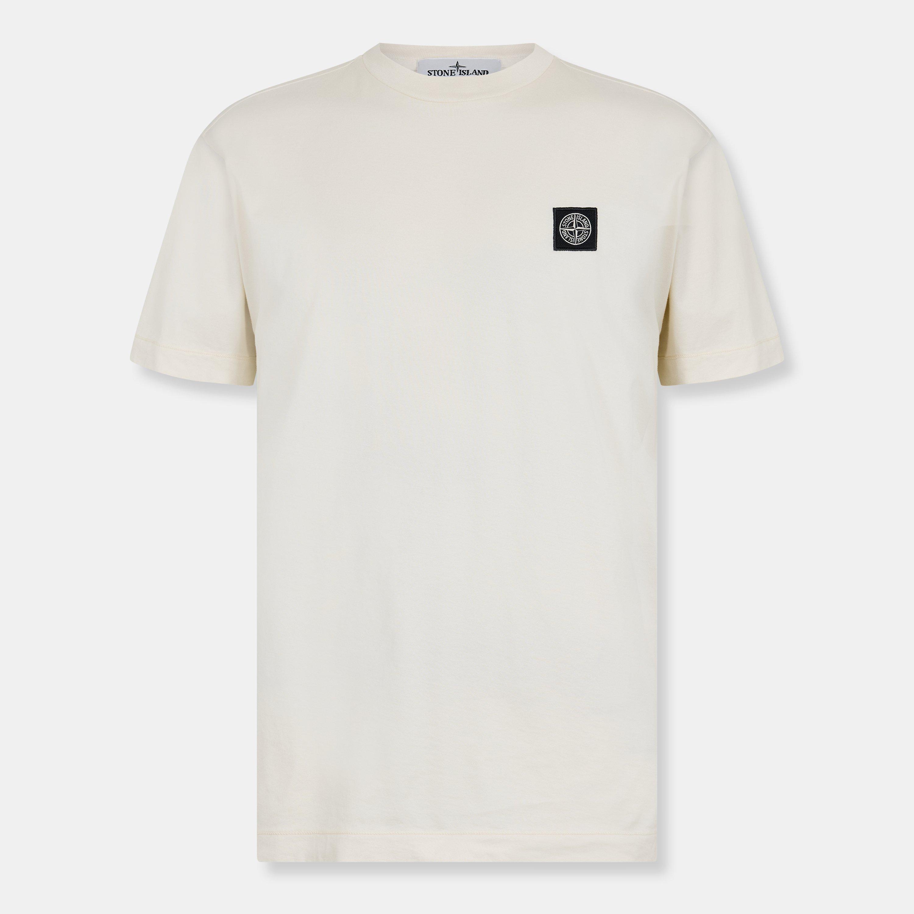 Stone Island Men's Cotton Compass Logo Patch T-Shirt - Ivory V0093 - S
