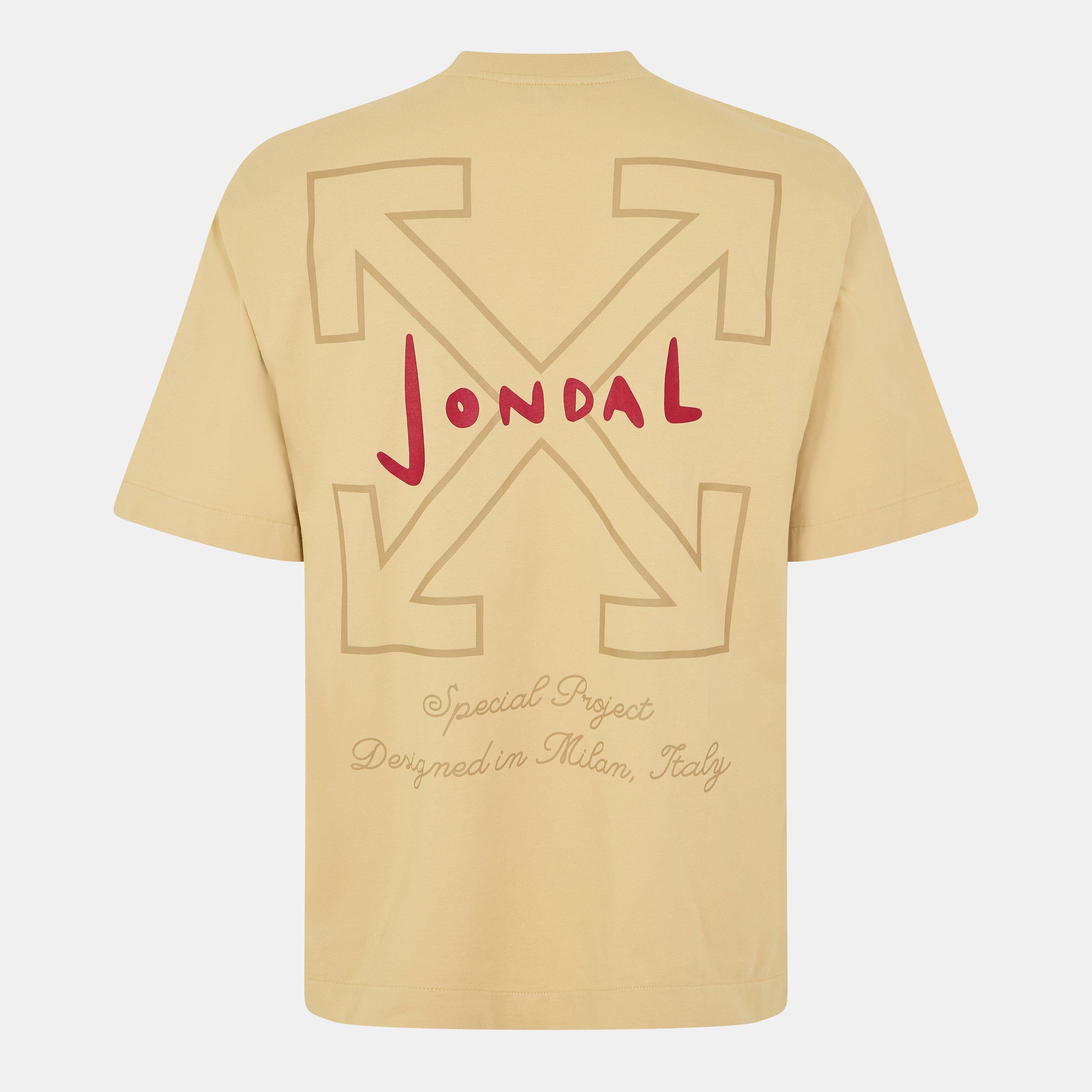 Beige/Red - Off White - Men's SJ Skate T-Shirt, Signature Arrow Motif - 2