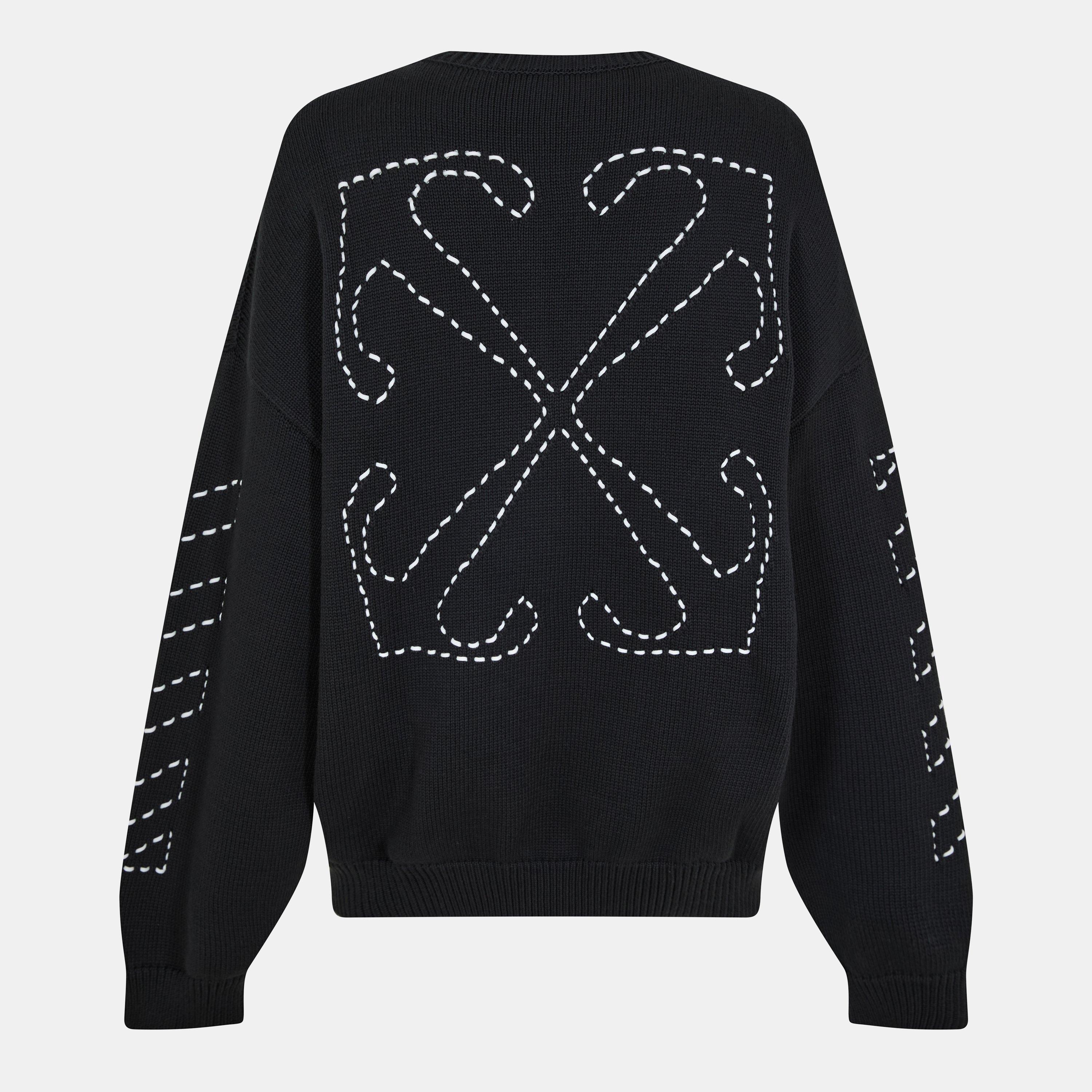 Sort/Fløde - Off White - Men's Arrows Crew Neck Sweatshirt, Signature - 2
