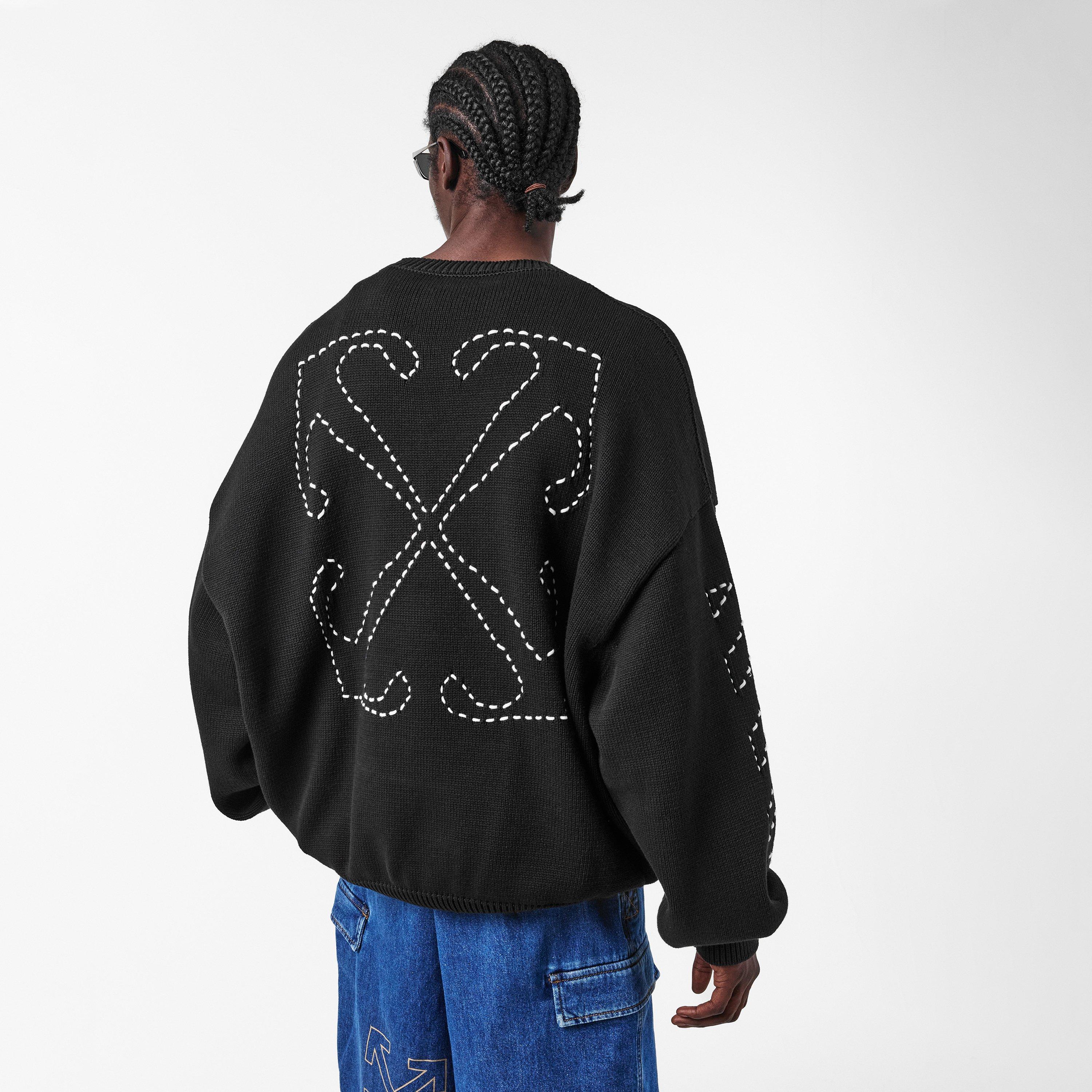 Sort/Fløde - Off White - Men's Arrows Crew Neck Sweatshirt, Signature - 4