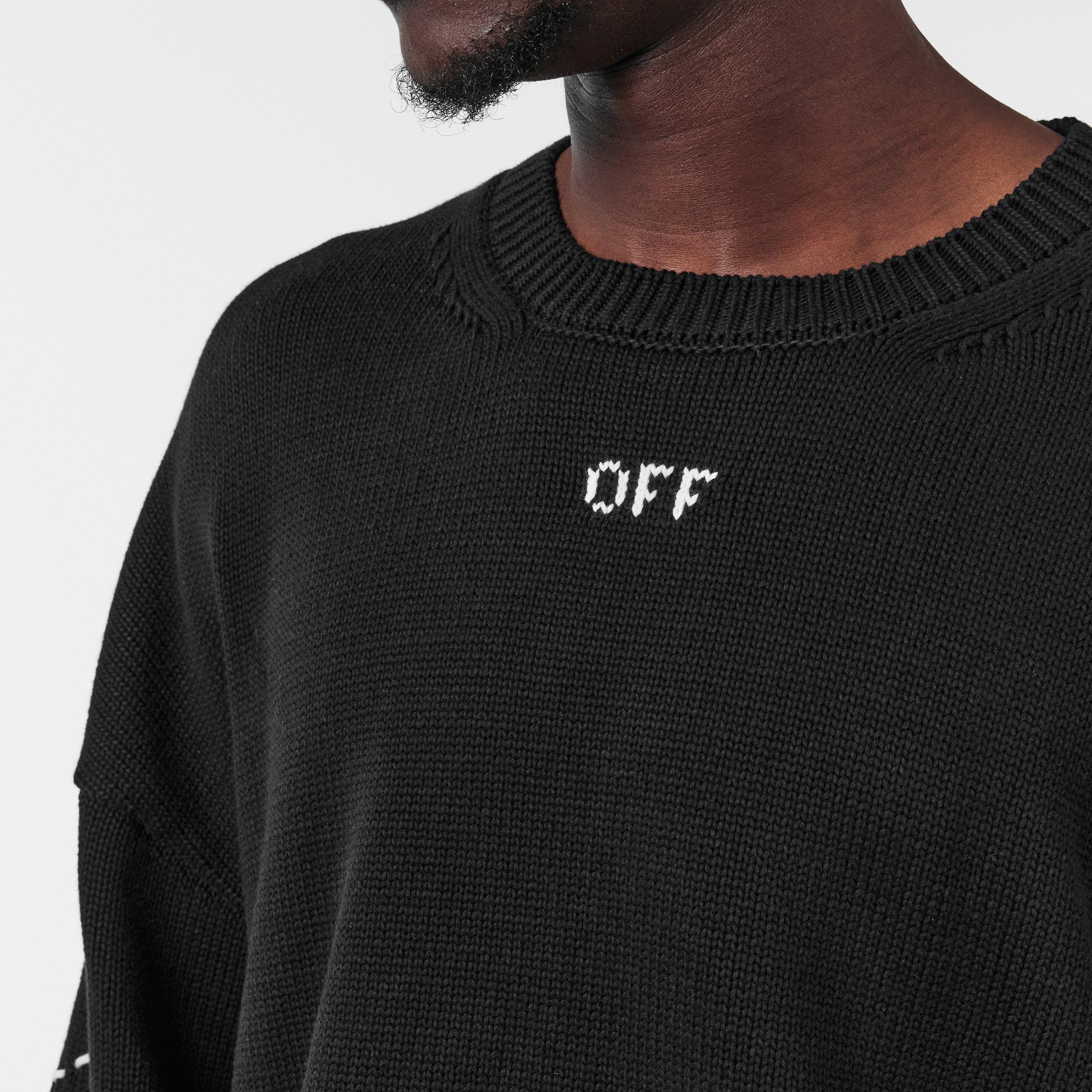 Sort/Fløde - Off White - Men's Arrows Crew Neck Sweatshirt, Signature - 5