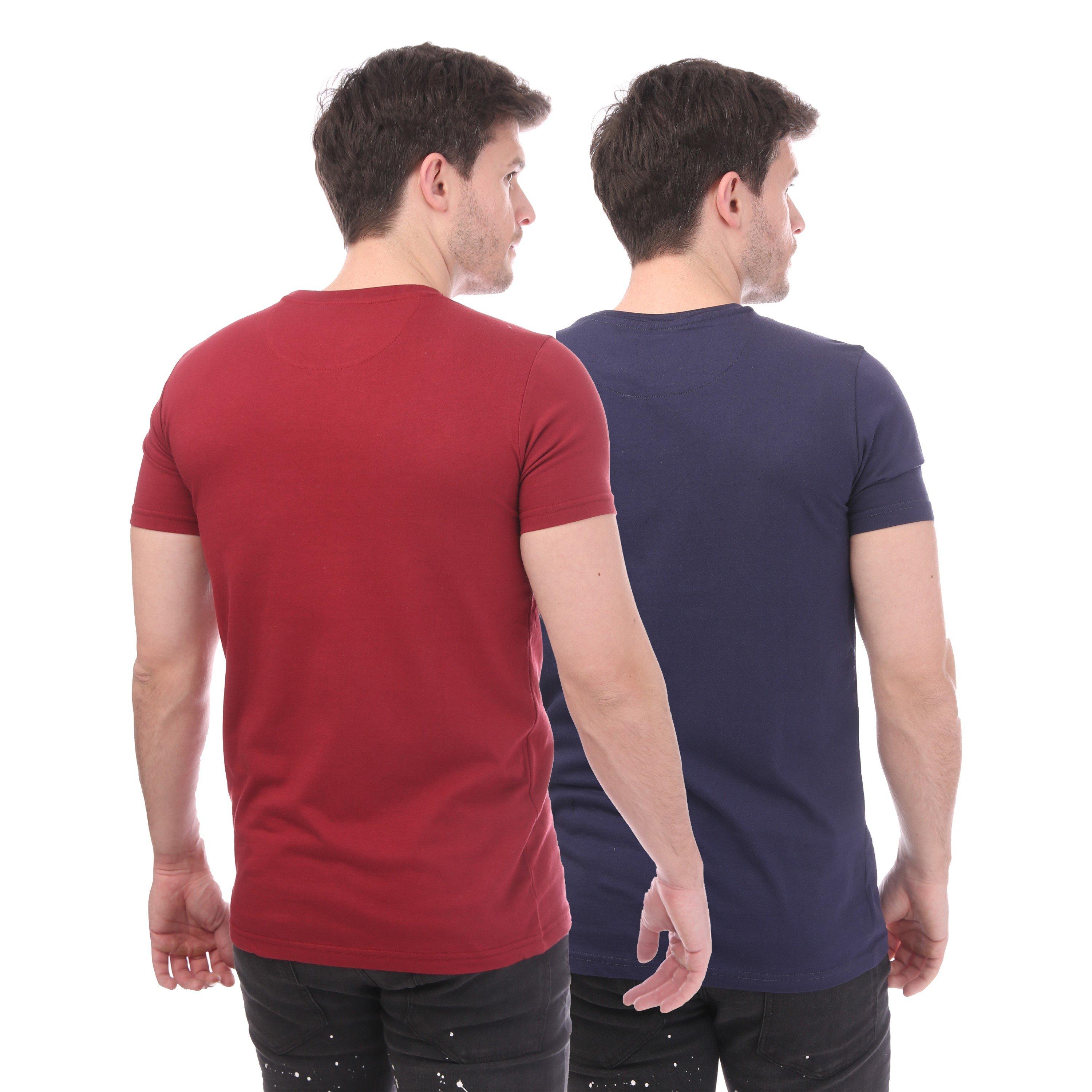 Burgundy/Navy - DFND London - Core 2-Pack T-Shirt - 2