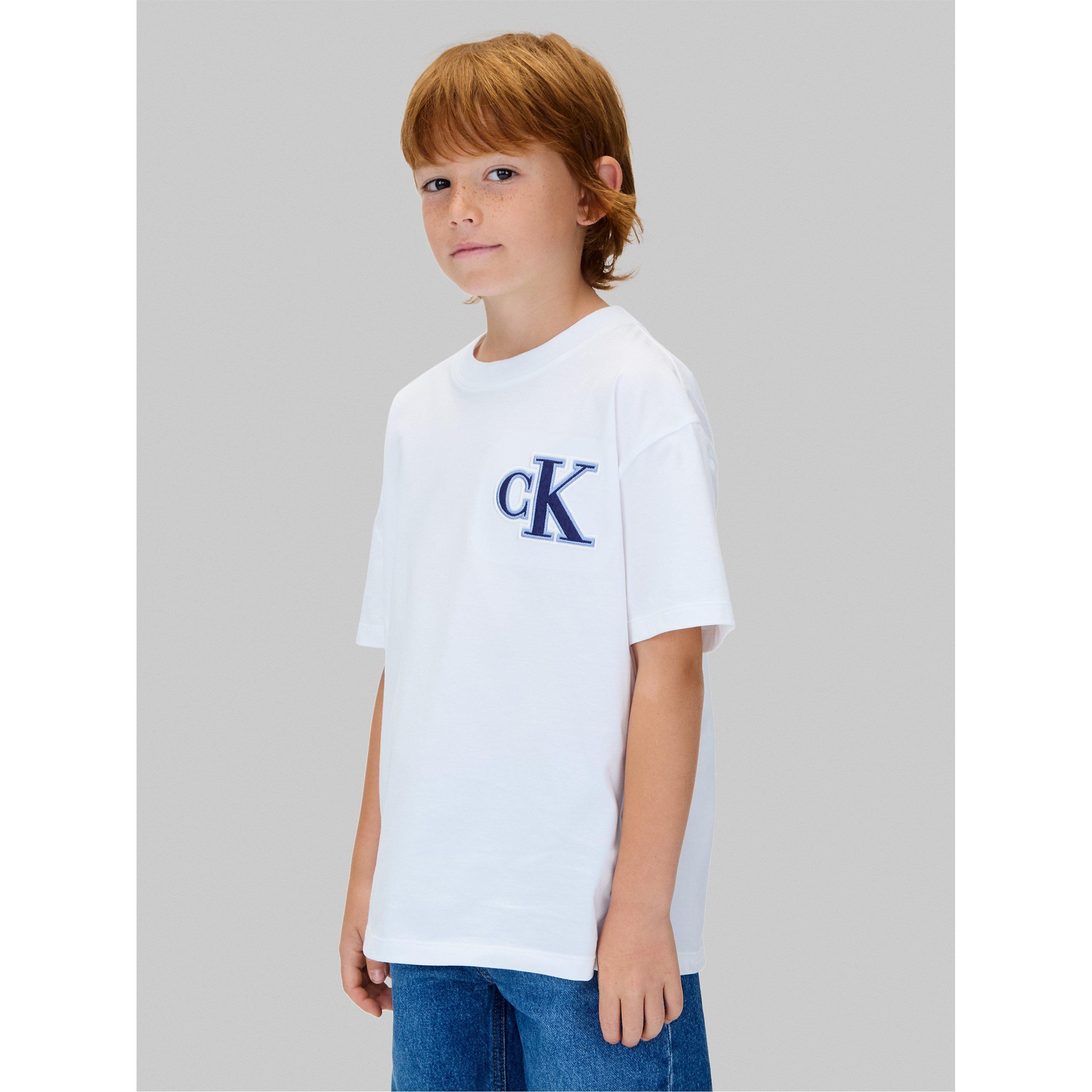 Branco YAF - Calvin Klein Jeans - Kids' CKJ Logo Regular Fit T-Shirt - 2