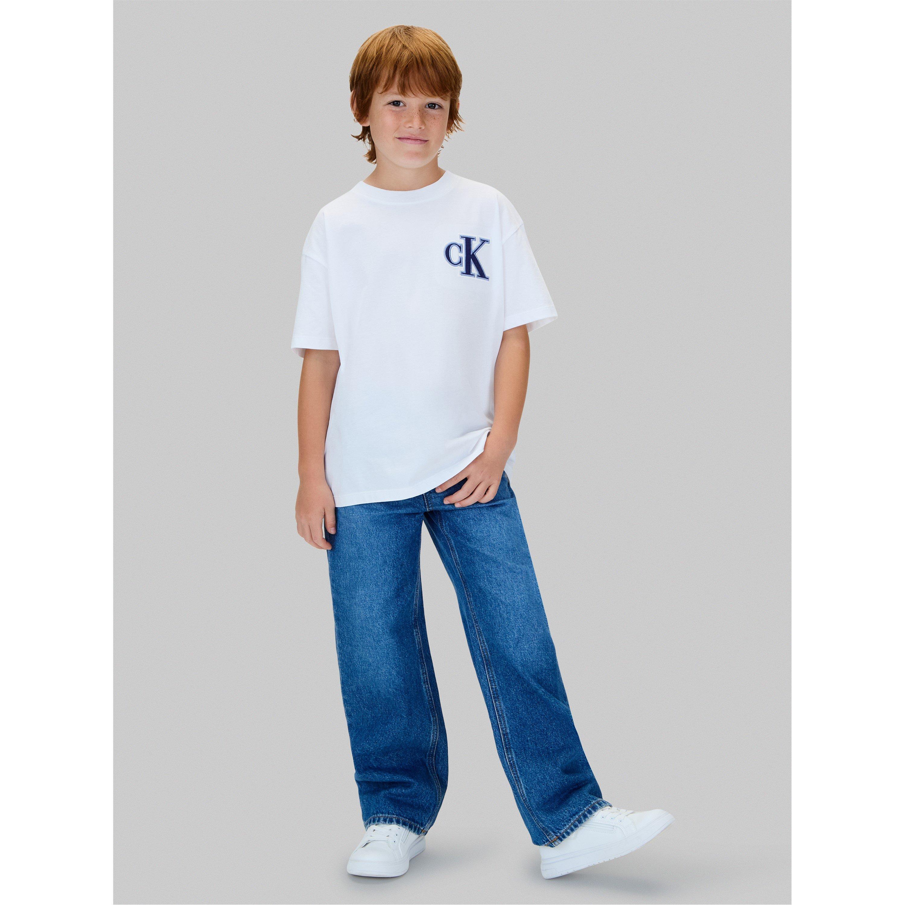 Branco YAF - Calvin Klein Jeans - Kids' CKJ Logo Regular Fit T-Shirt - 4