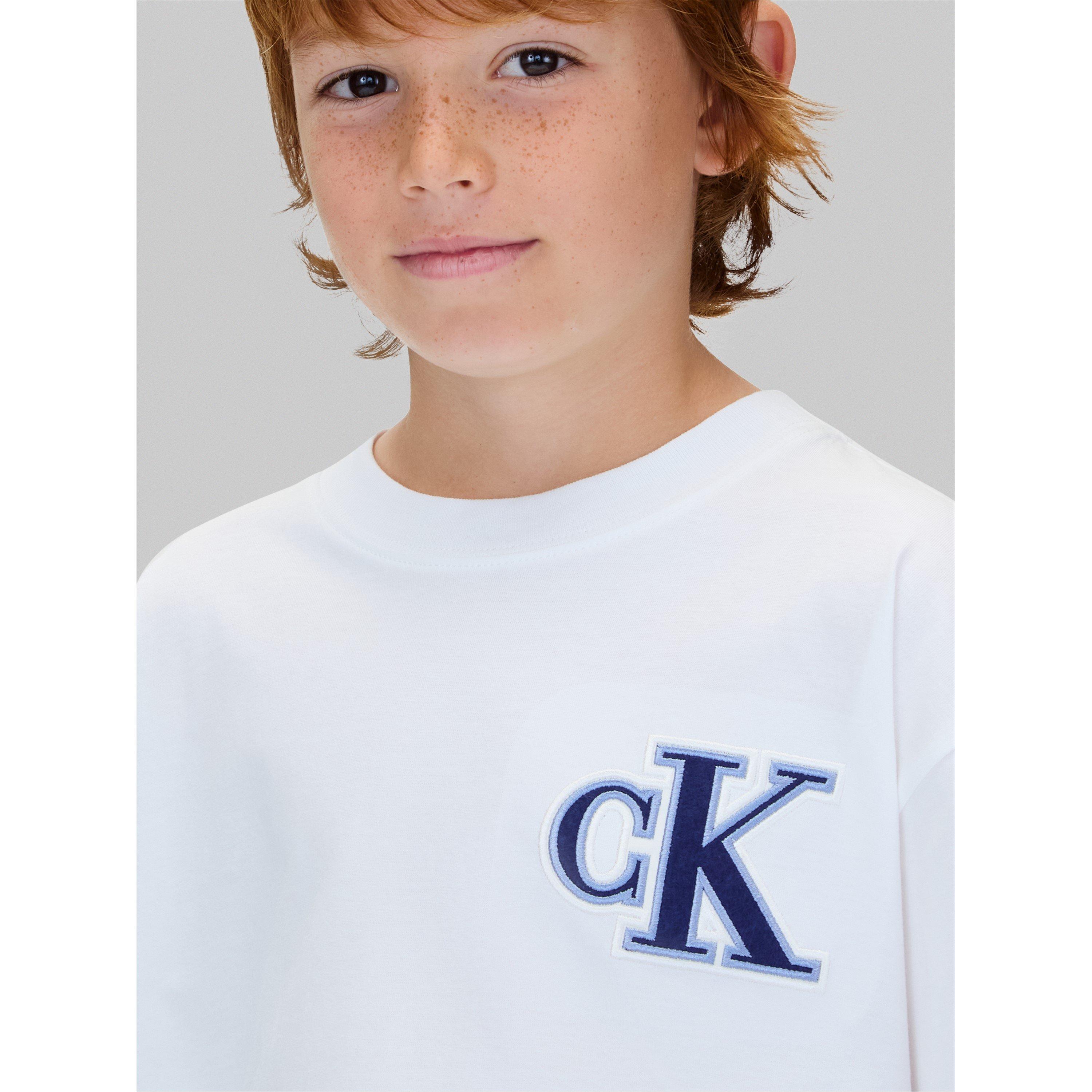 Branco YAF - Calvin Klein Jeans - Kids' CKJ Logo Regular Fit T-Shirt - 5