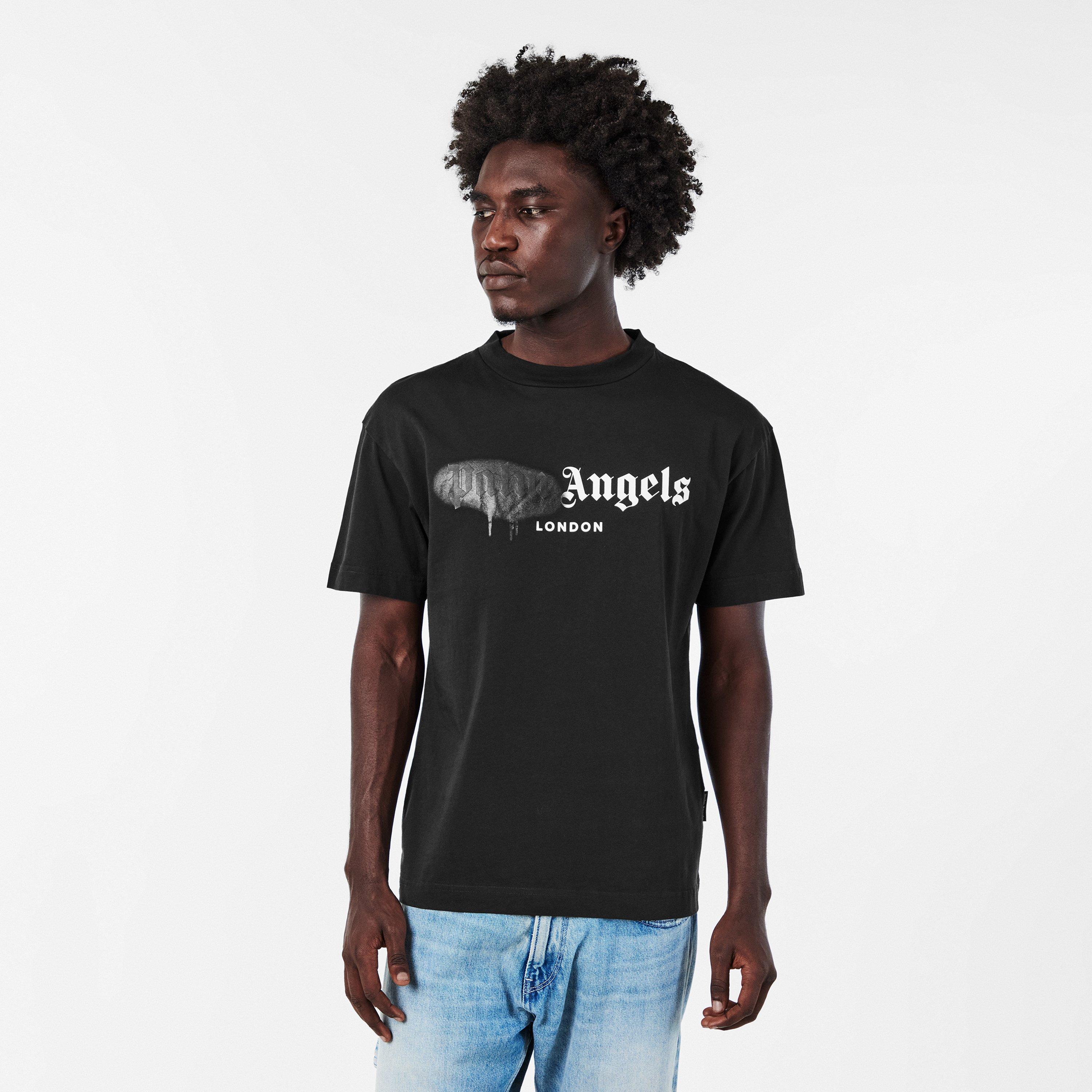Black - Palm Angels - Spray Logo T-Shirt - 3