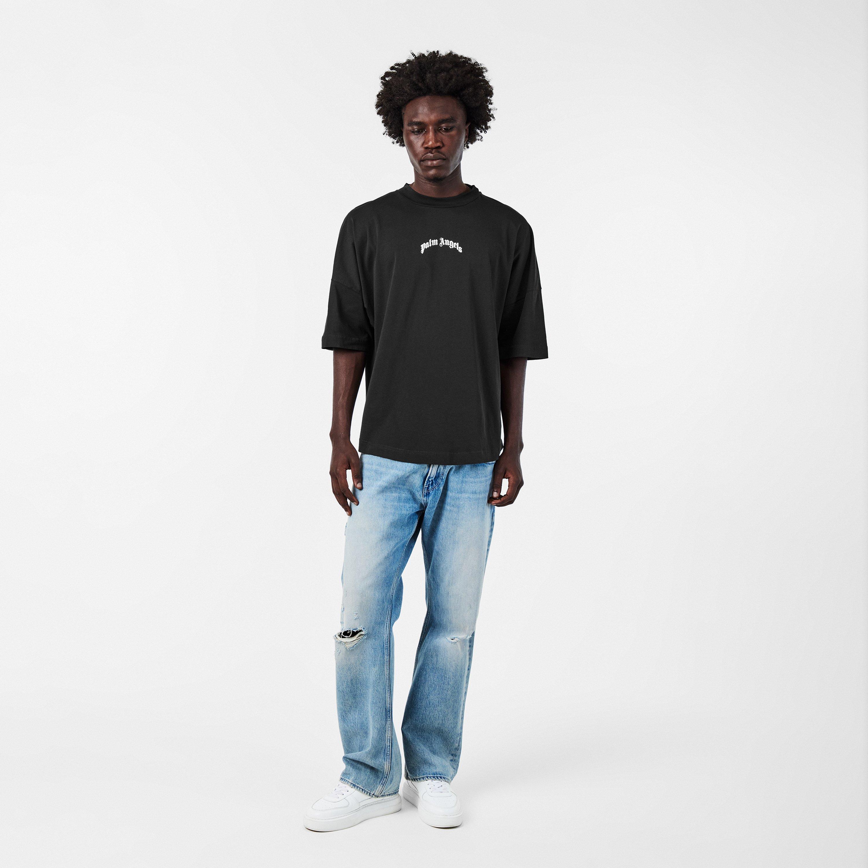 Black - Palm Angels - Gothic Oversized T-Shirt - 6