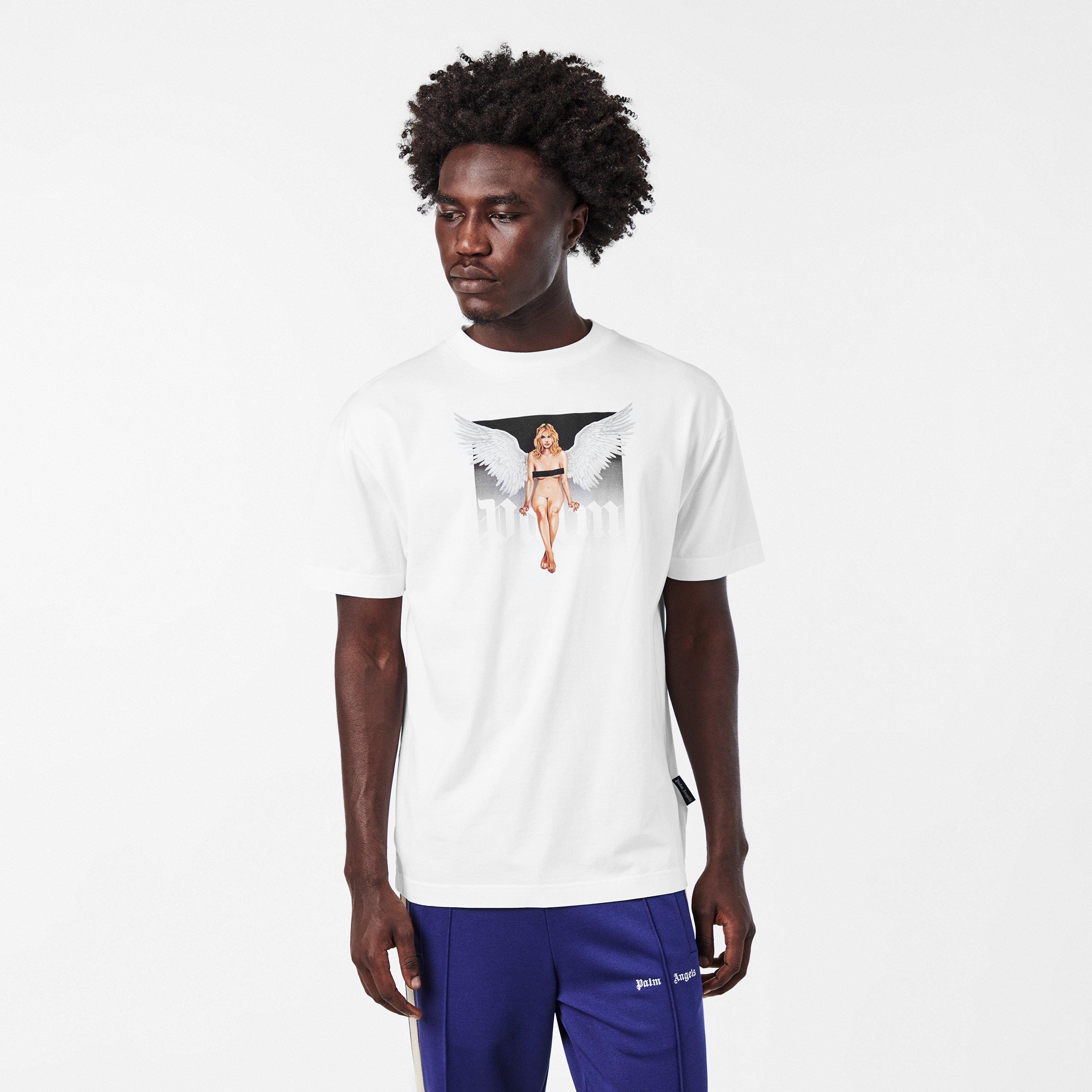 送料関税込 Palm Angels 「クリスタル ピンナップ」Tシャツ Palm Angels Crystal Pin Up Shirt | Neutrals | FARFETCH
