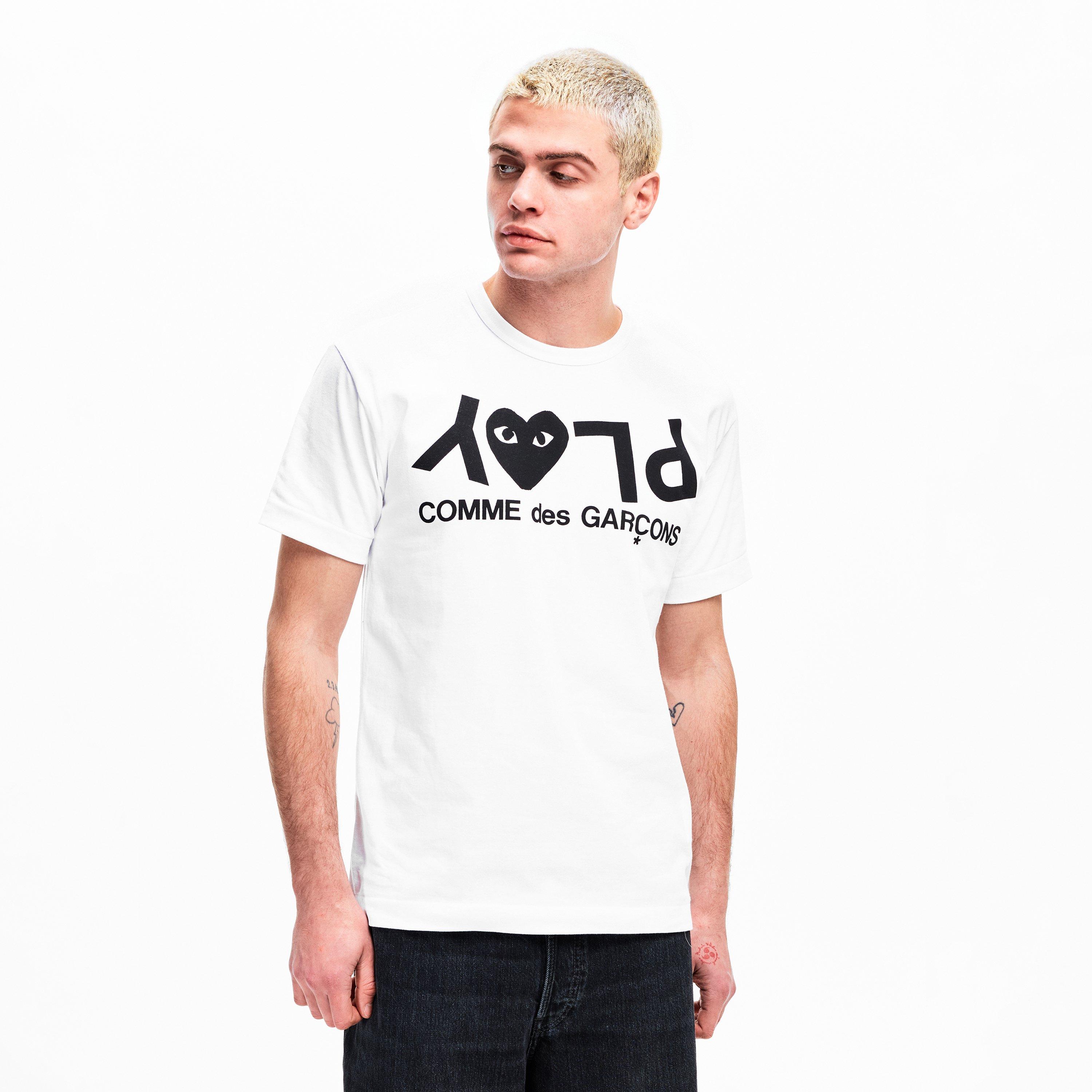White/Black - Comme des Garcons PLAY - Men's Logo T-Shirt - 3