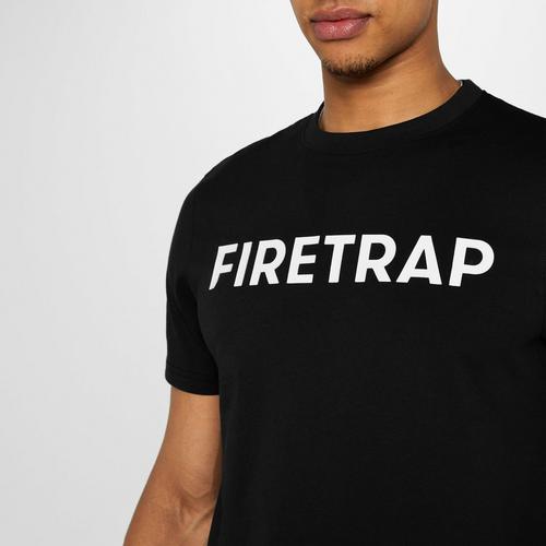 Black - Firetrap - Large Logo T Shirt Mens - 4