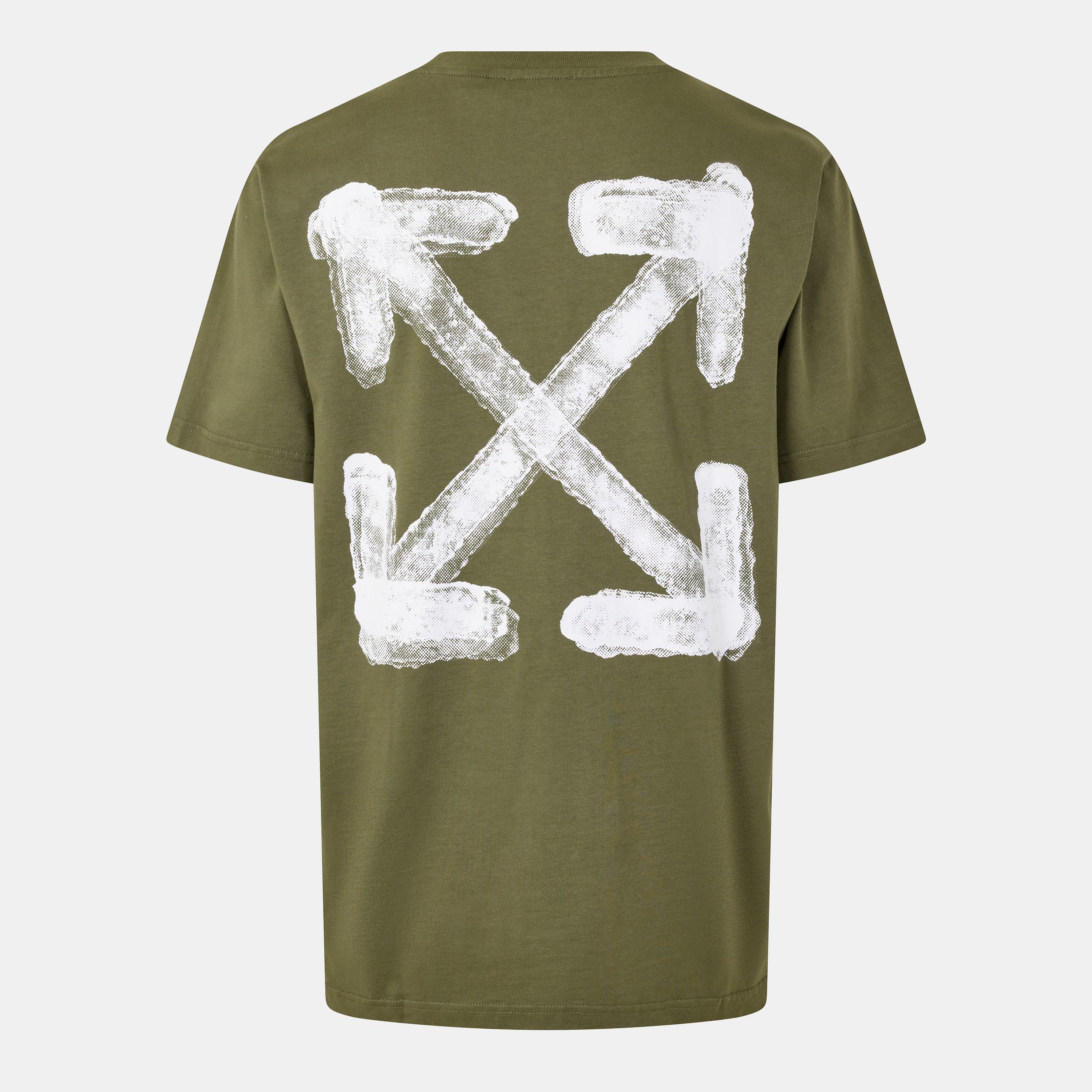Moss/White - Off White - Spray Arrow Regular Fit T-Shirt - 2