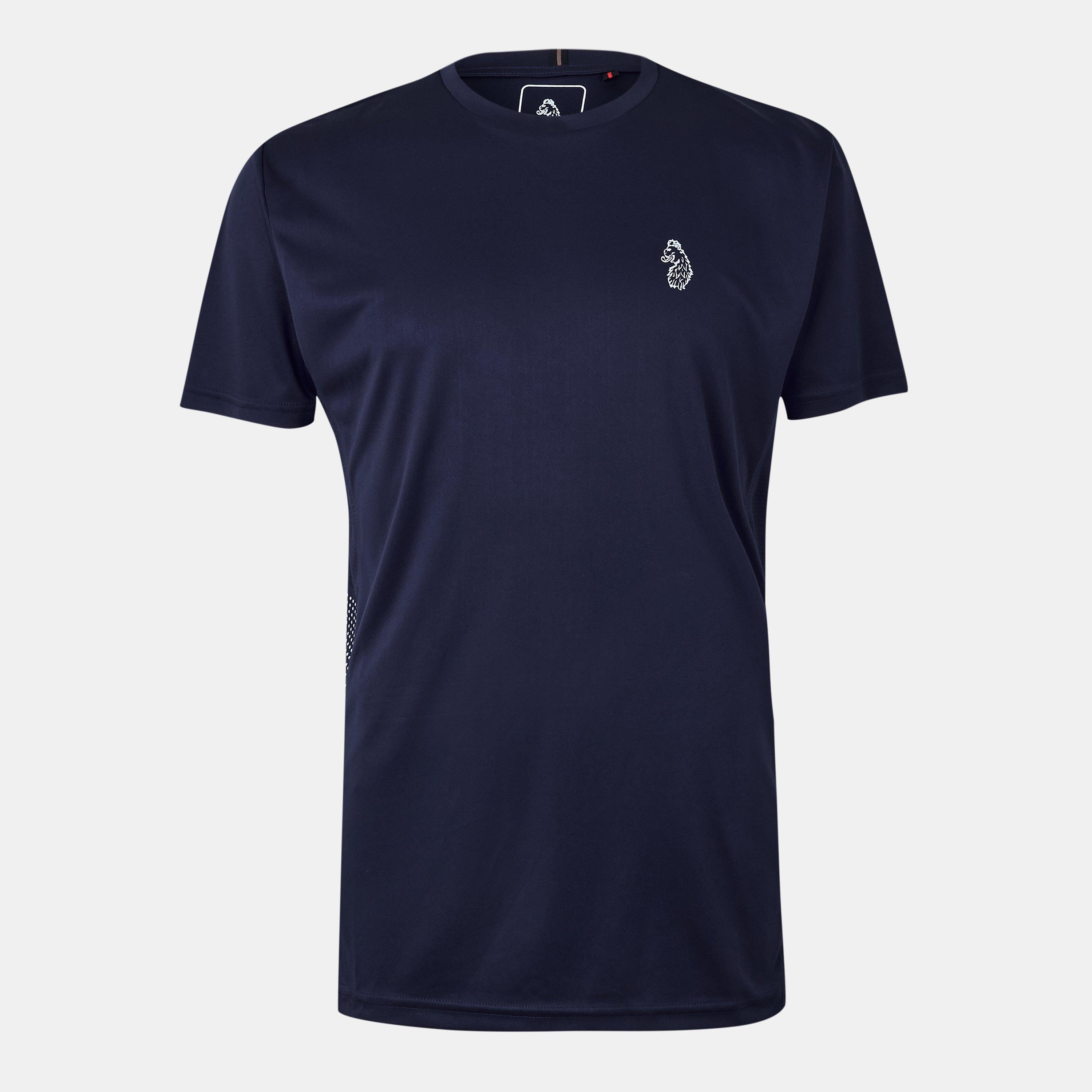 Navy - Luke - Men's Chalk Performance Regular Fit T-Shirt - 1