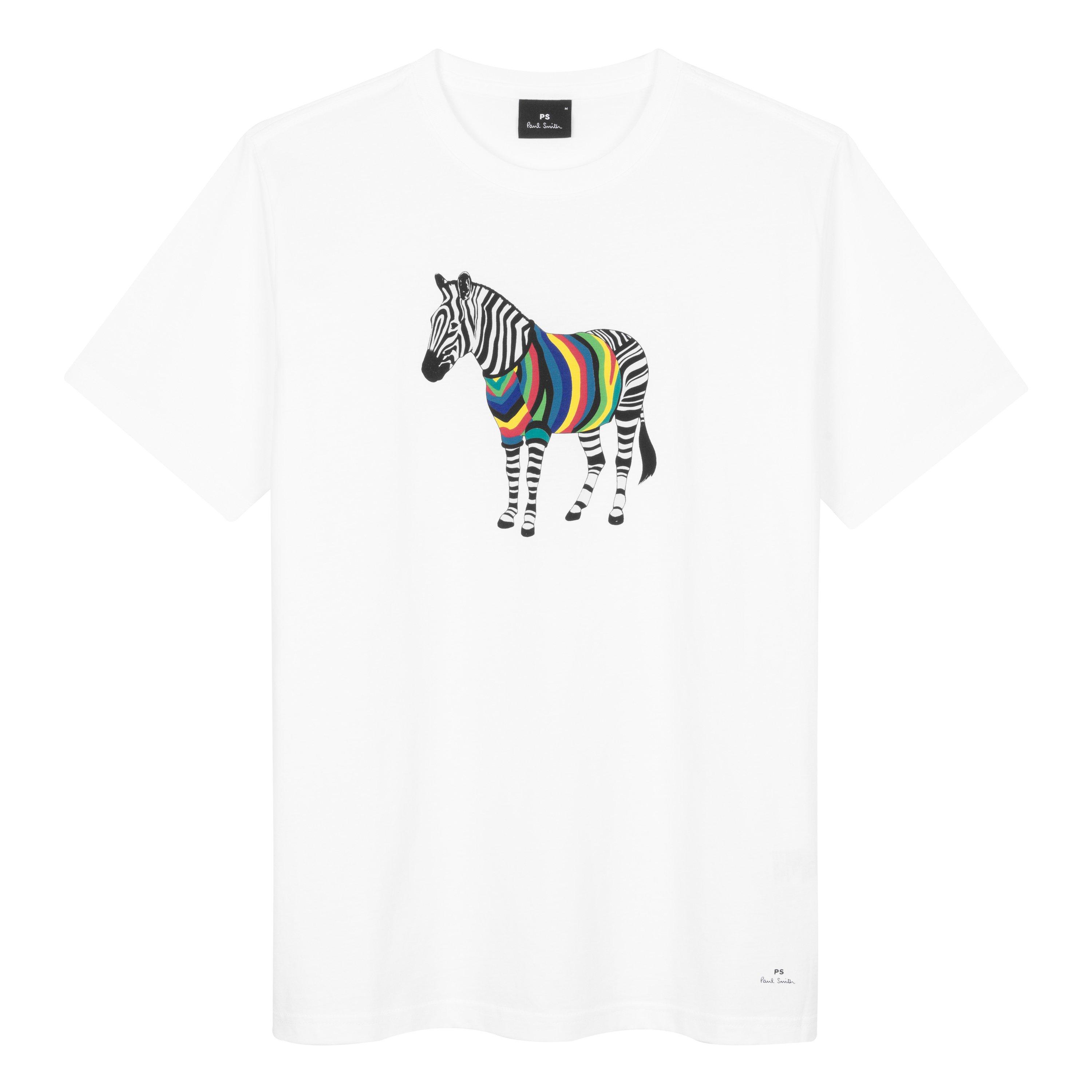 Ps Paul Smith Men's Regular Fit Zebra Print T-Shirt - White 01 - XL