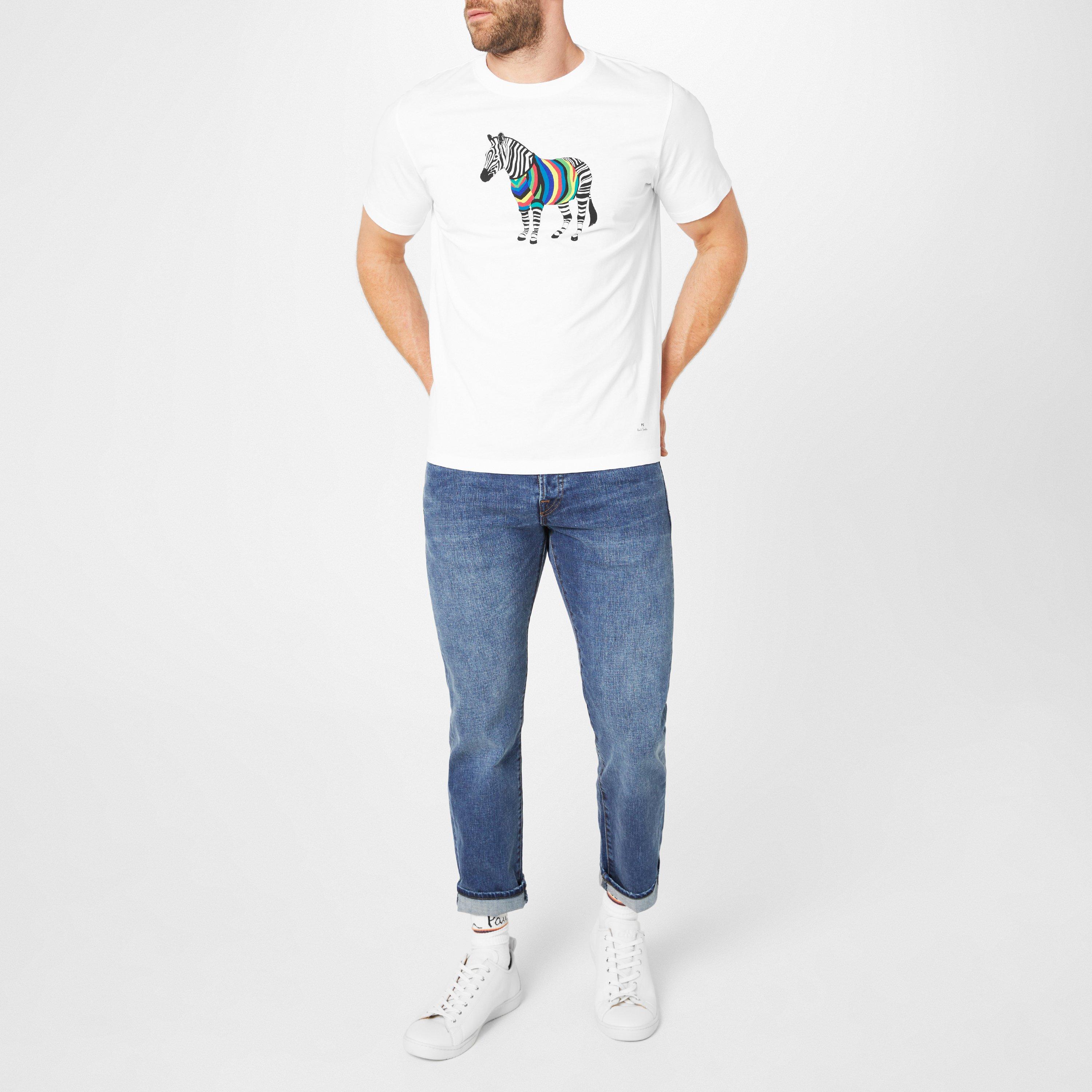 White 01 - PS Paul Smith - Men's Regular Fit Zebra Print T-Shirt - 3