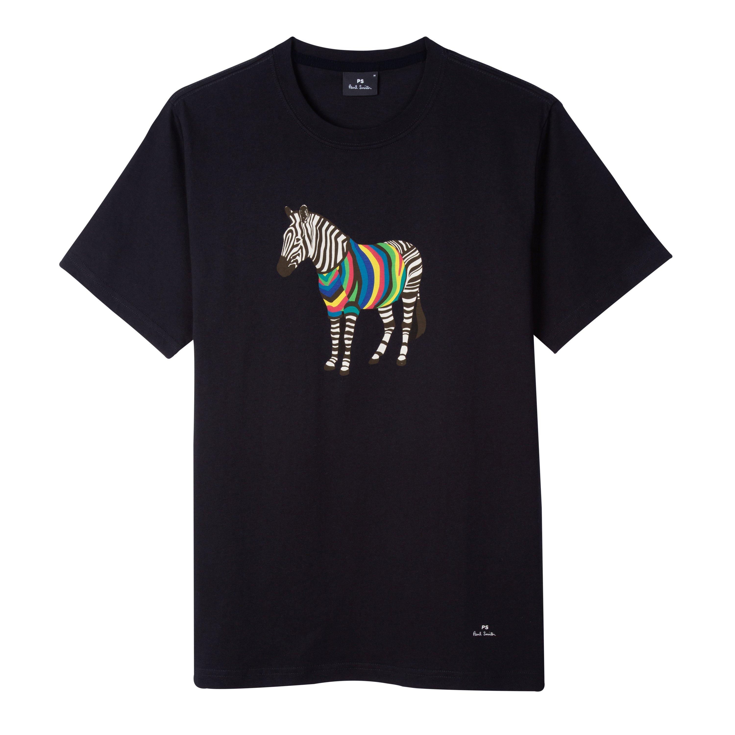 Navy 49 - PS Paul Smith - Men's Regular Fit Zebra Print T-Shirt - 1