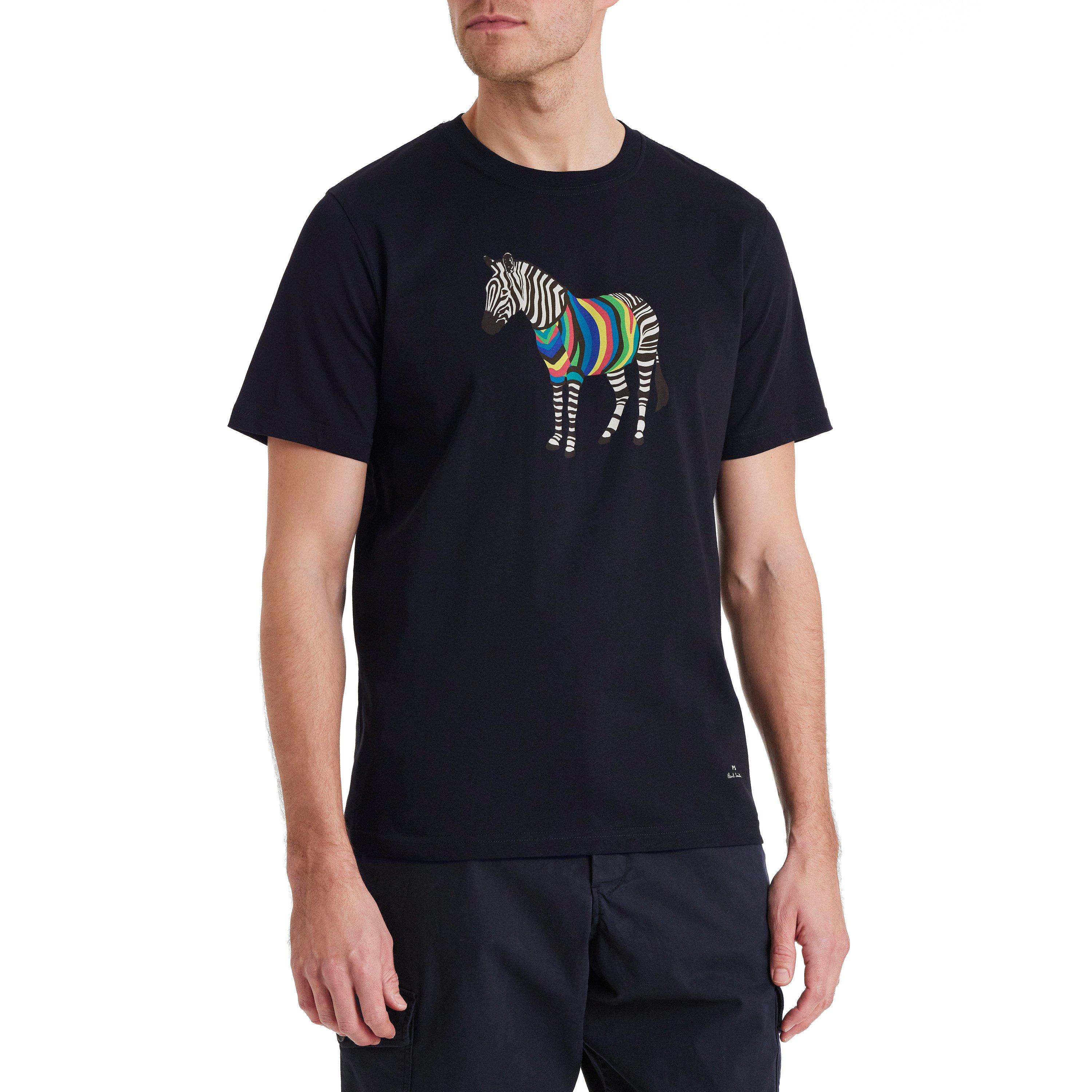 Navy 49 - PS Paul Smith - Men's Regular Fit Zebra Print T-Shirt - 3
