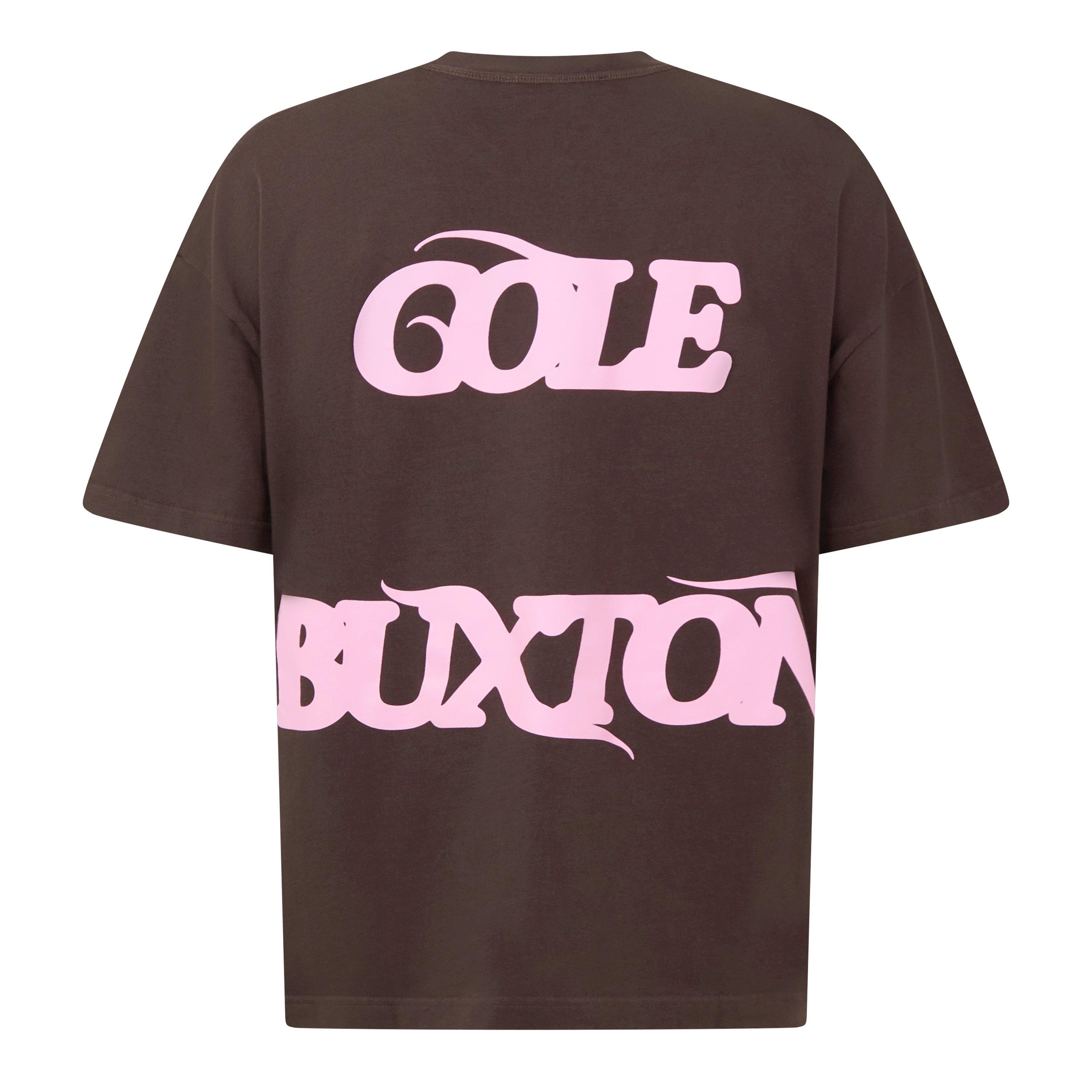 Brown/Pink - Cole Buxton - Men's Baleric Cotton Short-Sleeve Crew-Neck Oversized T-Shirt - 2
