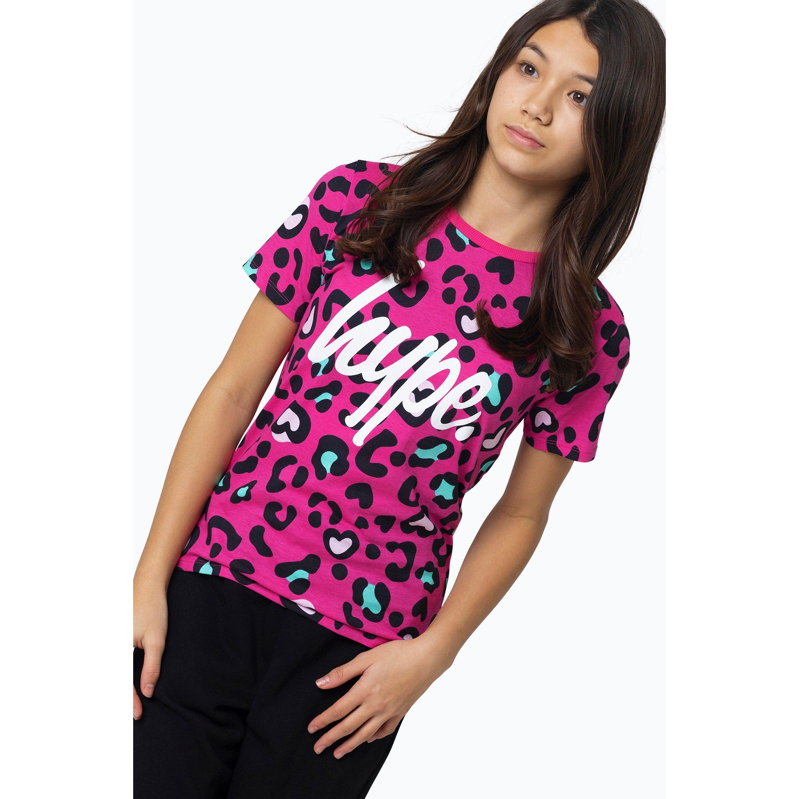 Pink - Hype - Leopard Regular Fit T-Shirt - 8