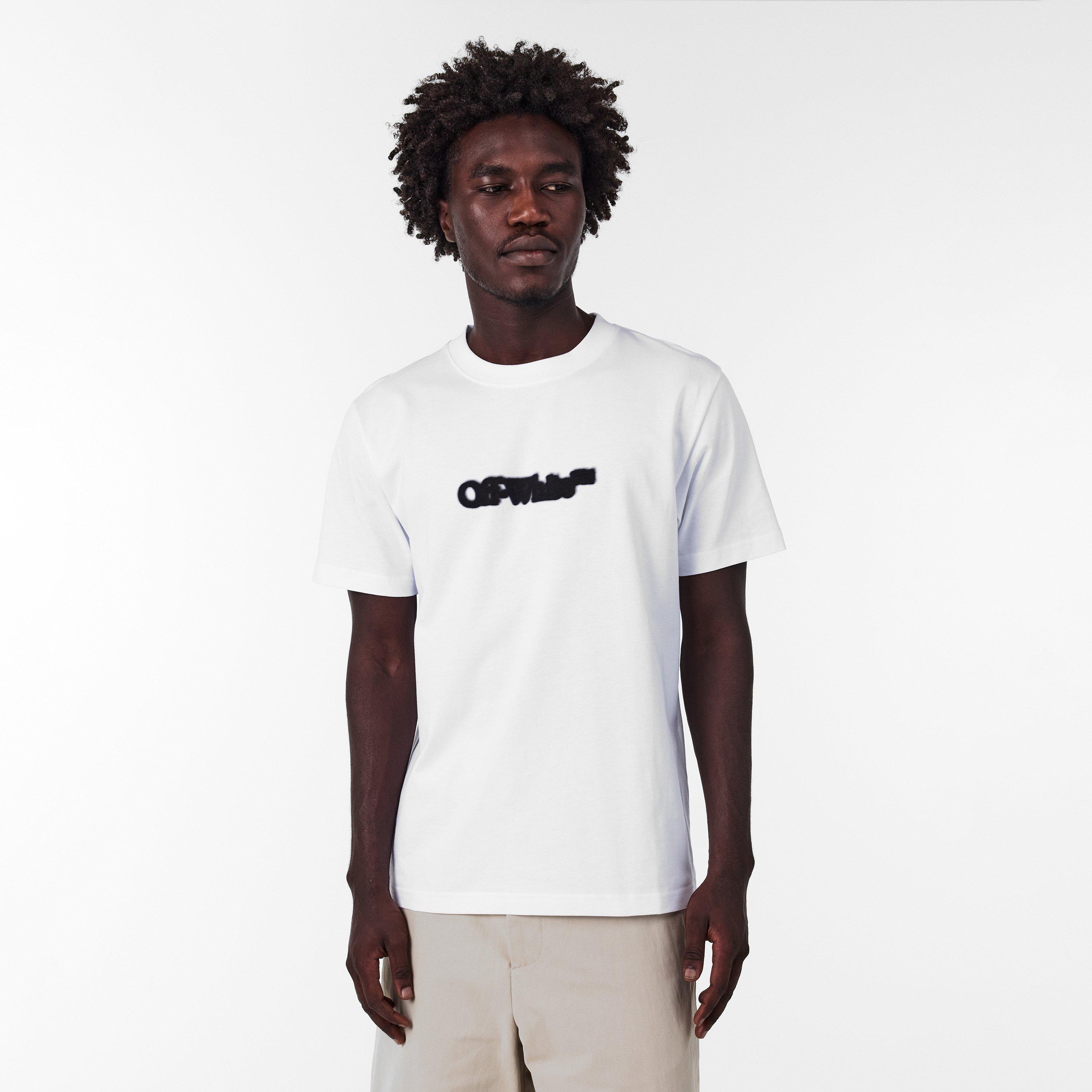 White-Black - Off White - Men's Spray Arrow Arrow Logo Print T-Shirt - 3