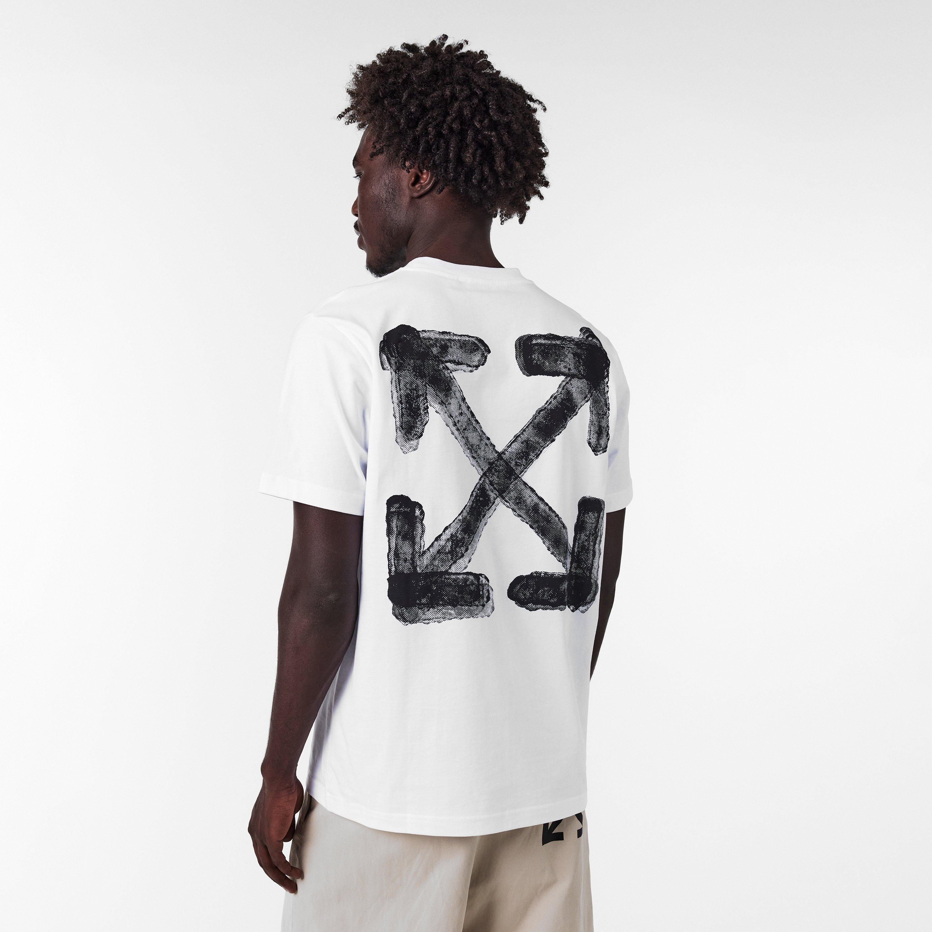 White-Black - Off White - Men's Spray Arrow Arrow Logo Print T-Shirt - 4